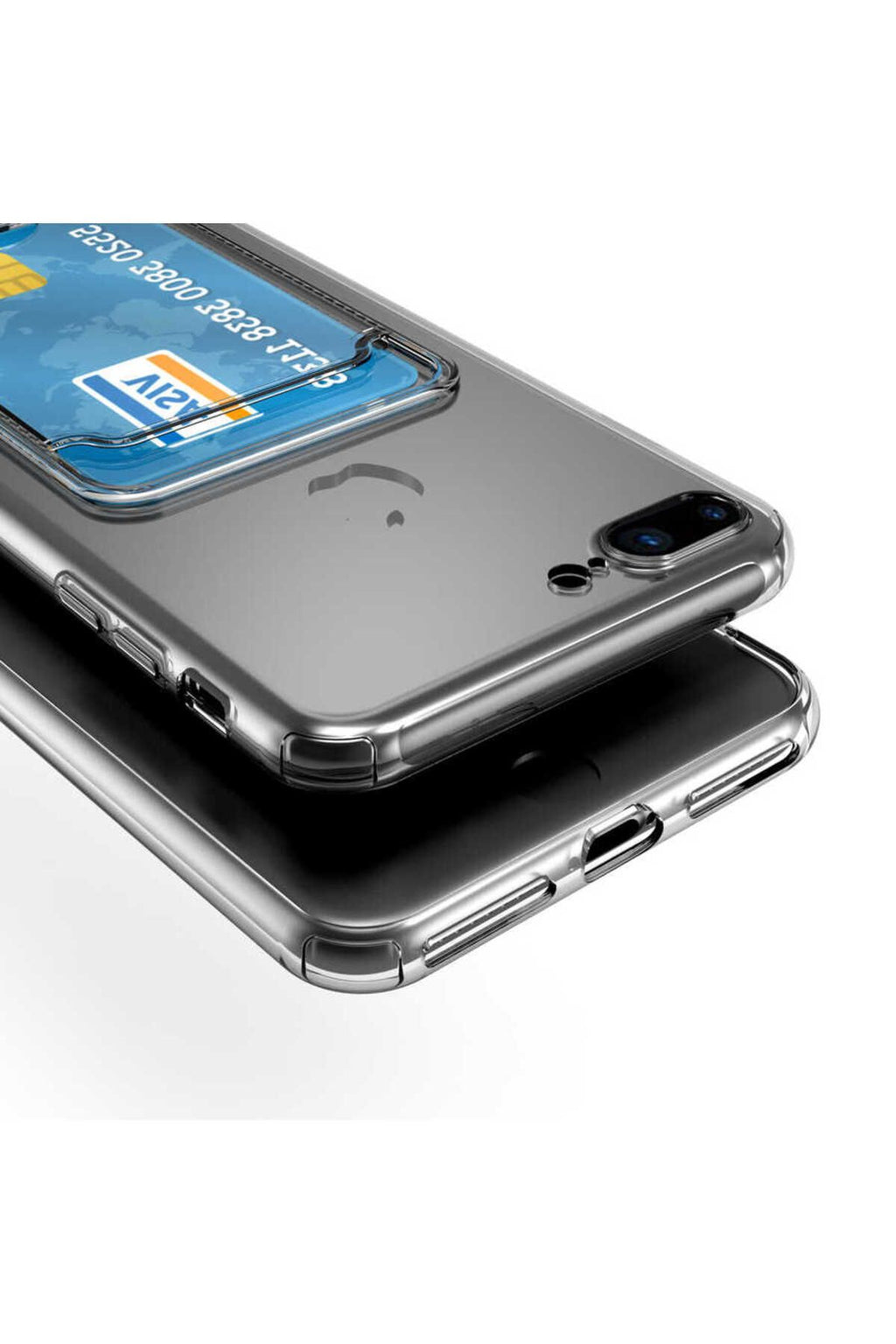 iPhone 8 Plus Kılıf Kartlıklı Şeffaf Zore Setra Clear Silikon Kapak - Renksiz