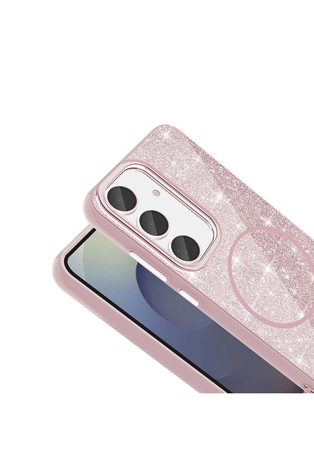 Galaxy S23 FE Kılıf Magsafe Şarj Özellikli Parlayan Simli Zore Okso Kapak - Derin Mor