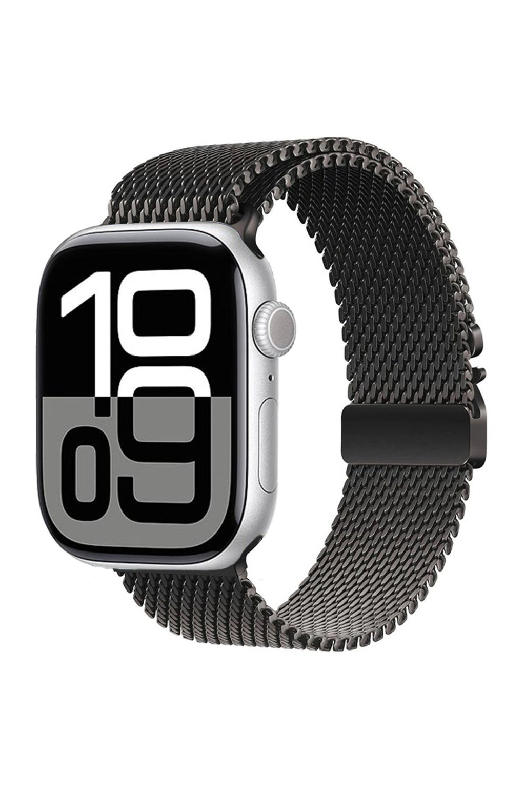 Apple Watch 10 46mm Zore KRD-121 Metal Hasır Kordon-Siyah