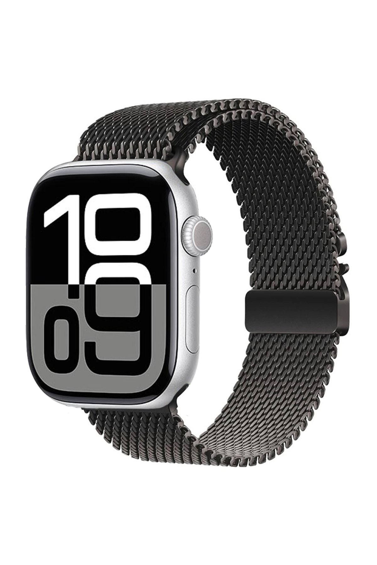 Apple Watch 10 46mm Zore KRD-121 Metal Hasır Kordon-Siyah