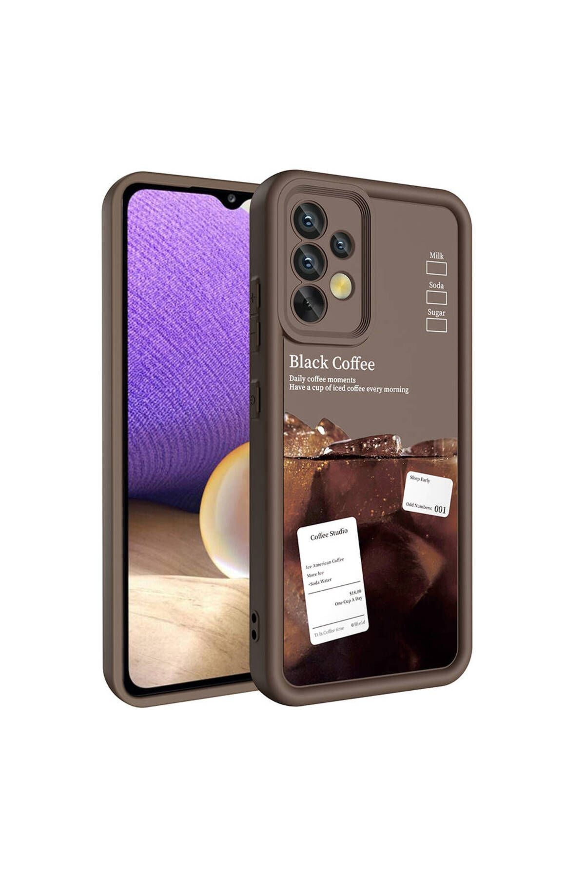 Galaxy A32 4G Kılıf Kamera Korumalı Baskılı Arka Yüzey Zore Klas Kapak - Açık Kahve