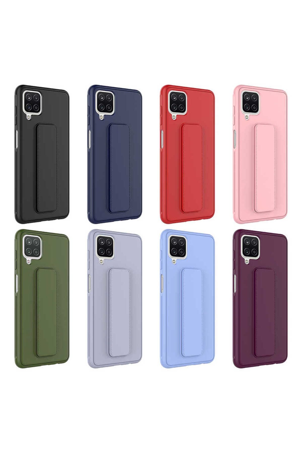 Galaxy A12 Kılıf Zore Qstand Kapak - Mürdüm