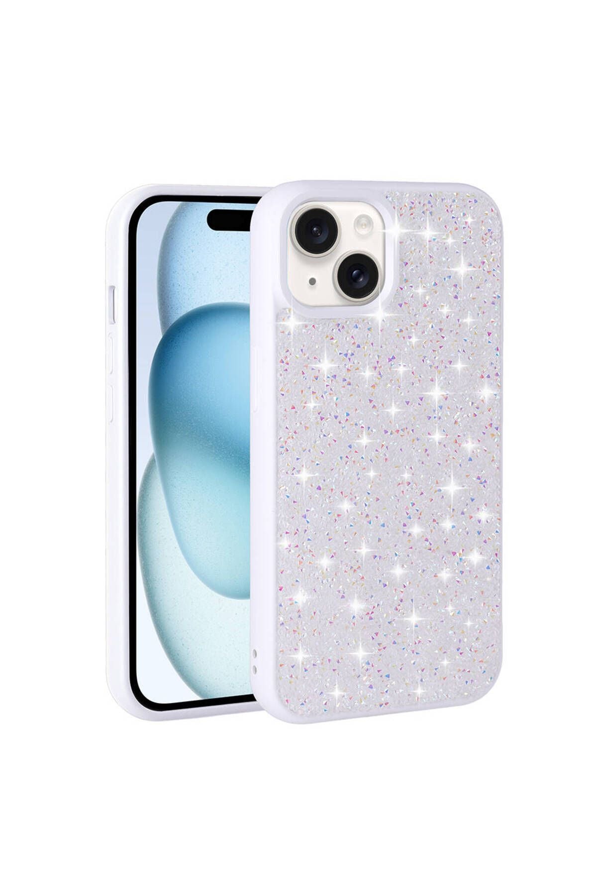 iPhone 15 Uyumlu Parlak Taşlı Tasarım Pırlanta Zore Kılıf-Pembe