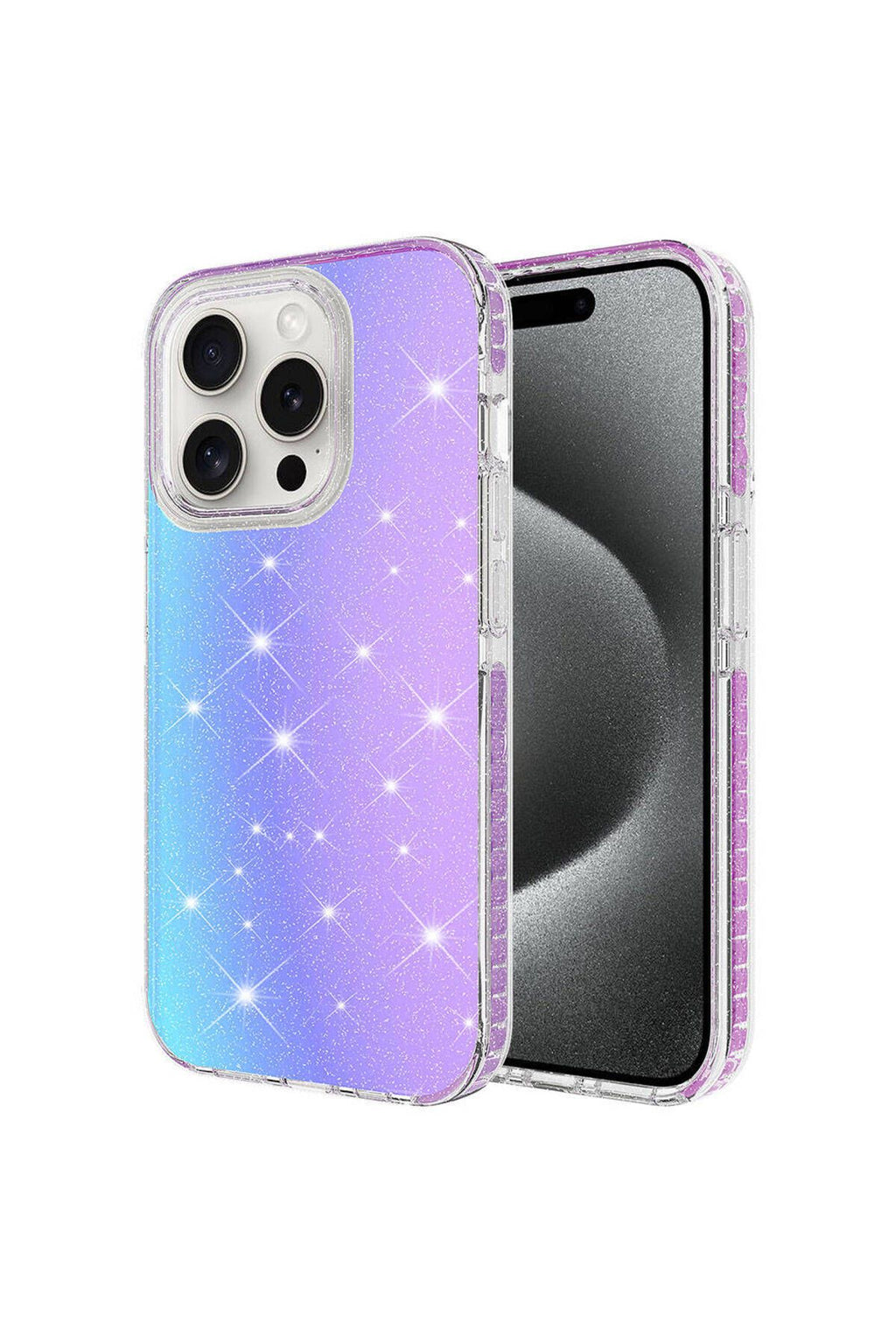 iPhone 15 Pro Uyumlu Parlak Renk Geçişli Zore Velle Kılıf-Mor