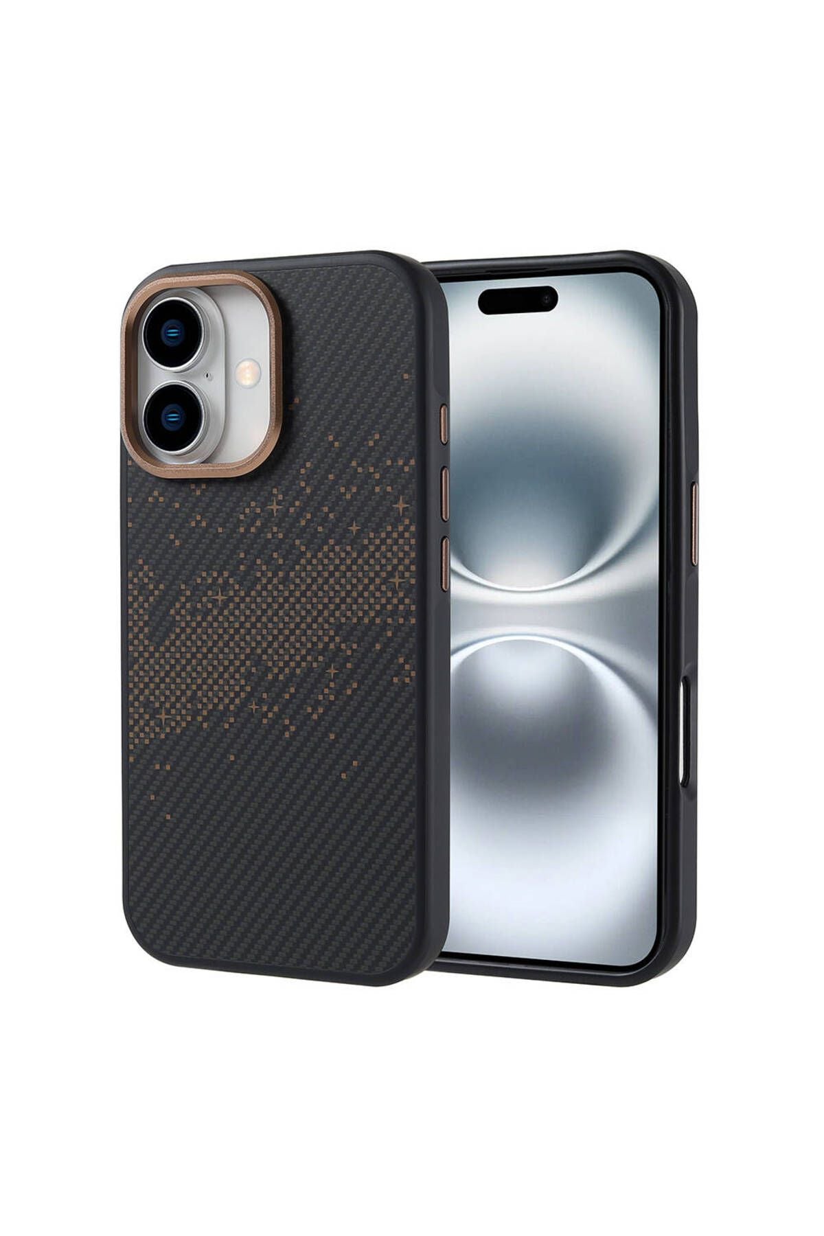 iPhone 16 Uyumlu Magsafe Şarj Özellikli Karbon Fiber Tasarımlı Zore Vave Kapak