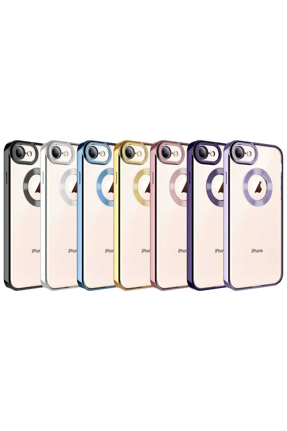 iPhone SE 2022 uyumlu Kılıf Kamera Korumalı Logo Gösteren Zore Omega Kapak - Sierra Mavi