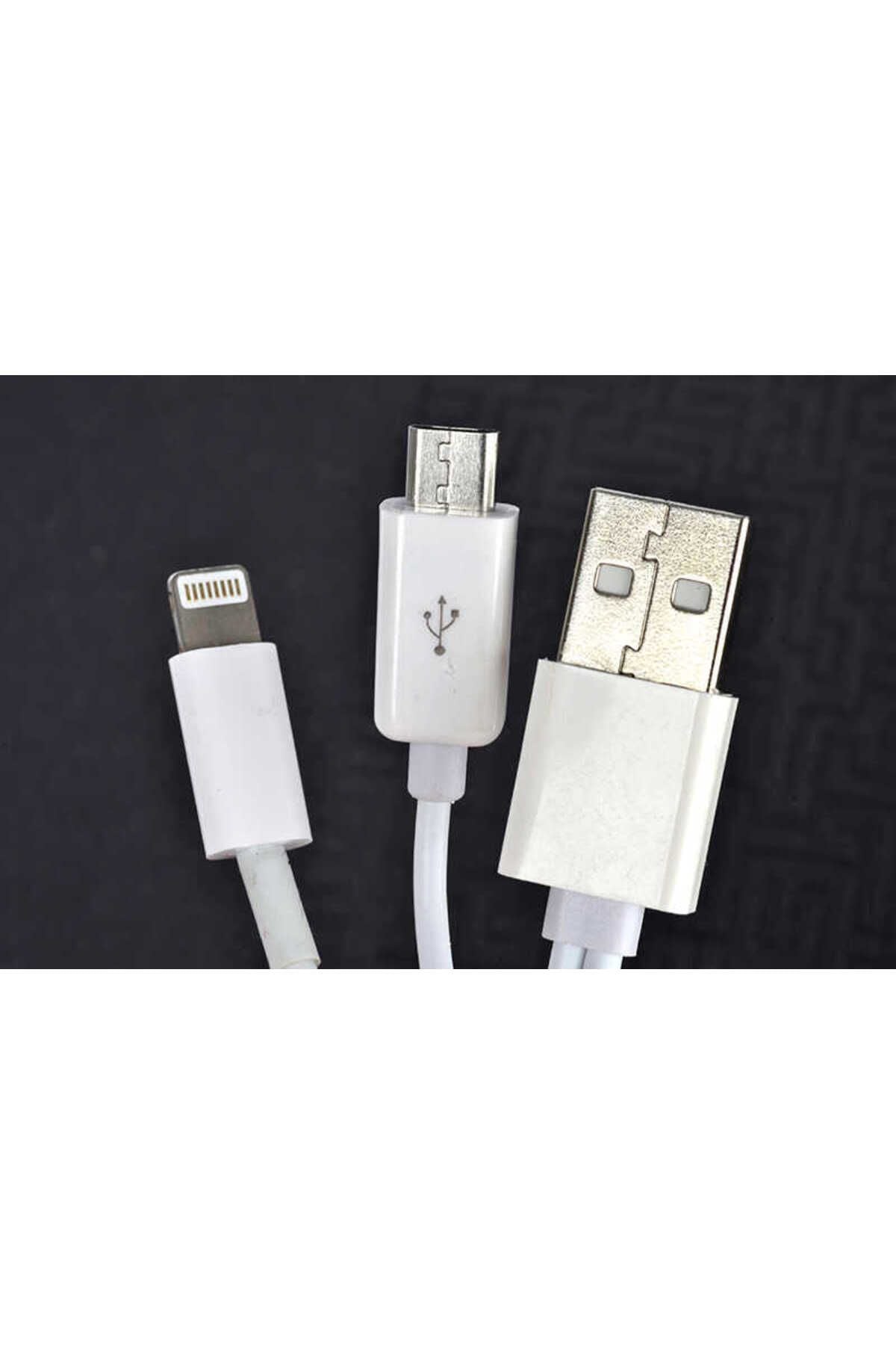 Beyaz 2 Uçlu Lightning-Micro Usb Kablo 1M-Zore