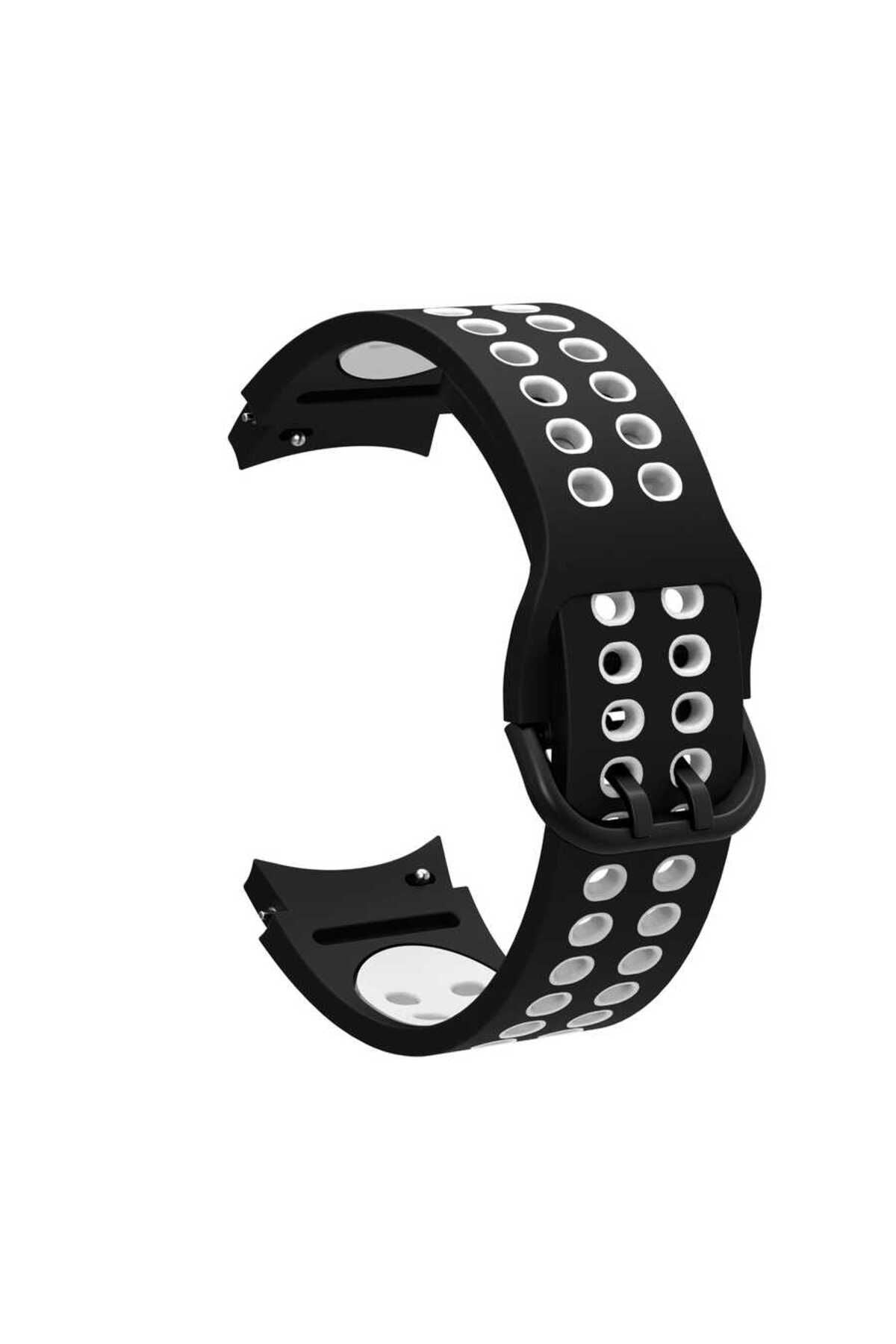 Galaxy Watch 4 Classic 42mm KRD-02 Uyumlu Zore Kordon-Siyah-Beyaz