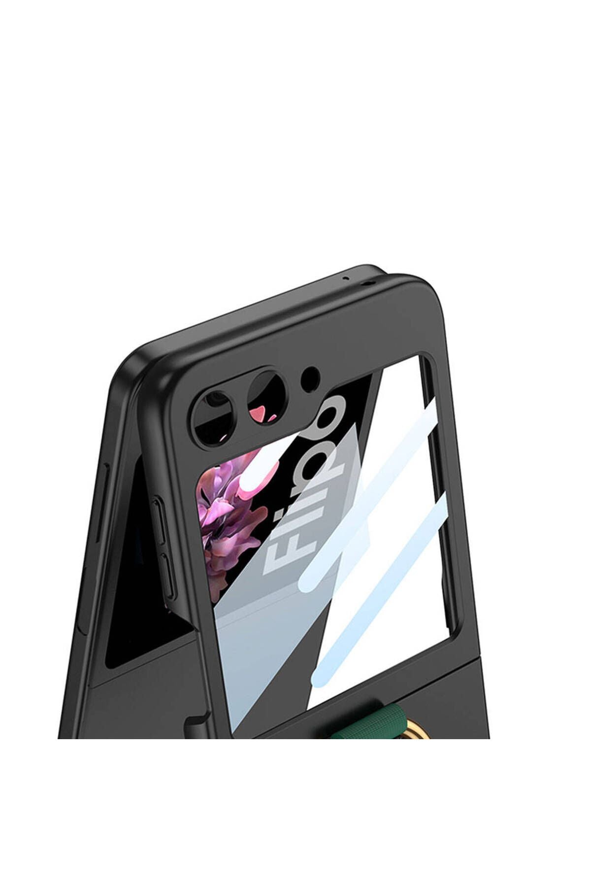 Galaxy Z Flip 6 Kılıf Kamera Korumalı Yüzüklü Zore Flip Ring Kıpta Kapak-Pembe