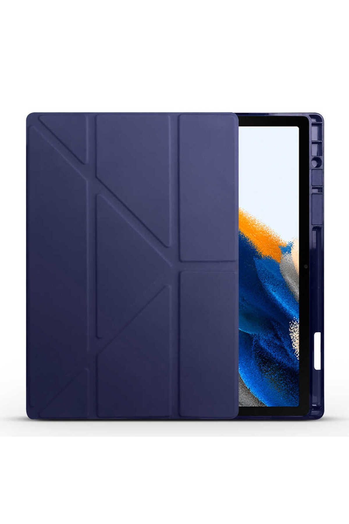 Galaxy Tab A8 10.5 SM-X200 (2021) Kılıf  Uyumlu Zore Tri Folding Kalem Bölmeli Standlı Kılıf-Siyah