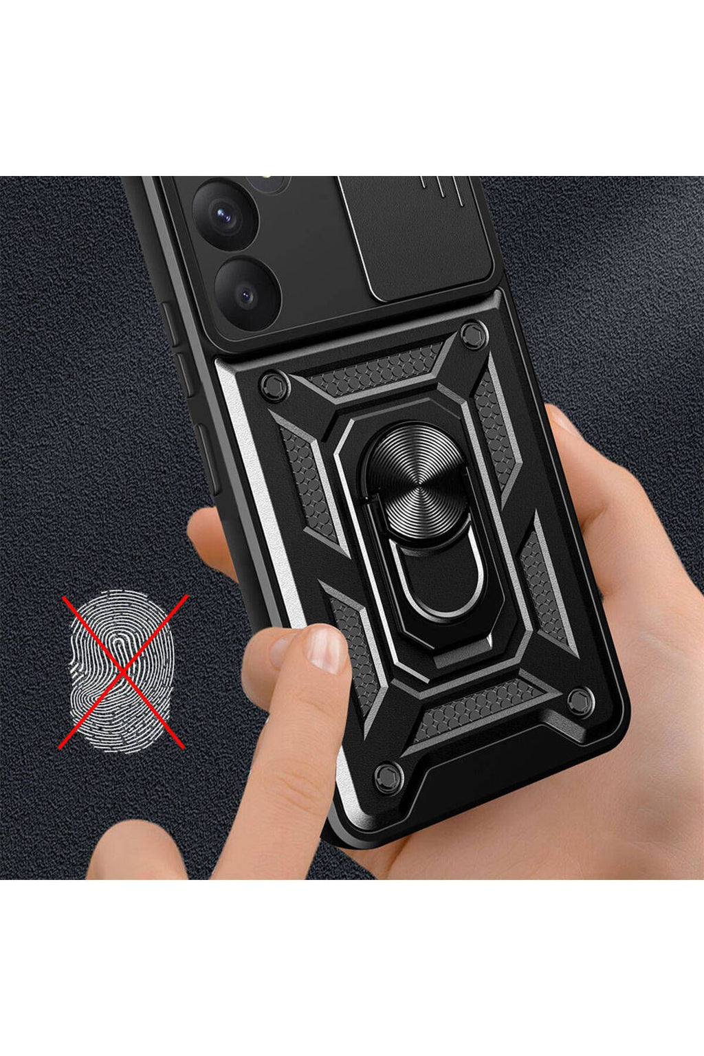 Galaxy A35 Kılıf Magnetik Standlı Kamera Korumalı Zore Sürgülü Vega Kapak - Siyah