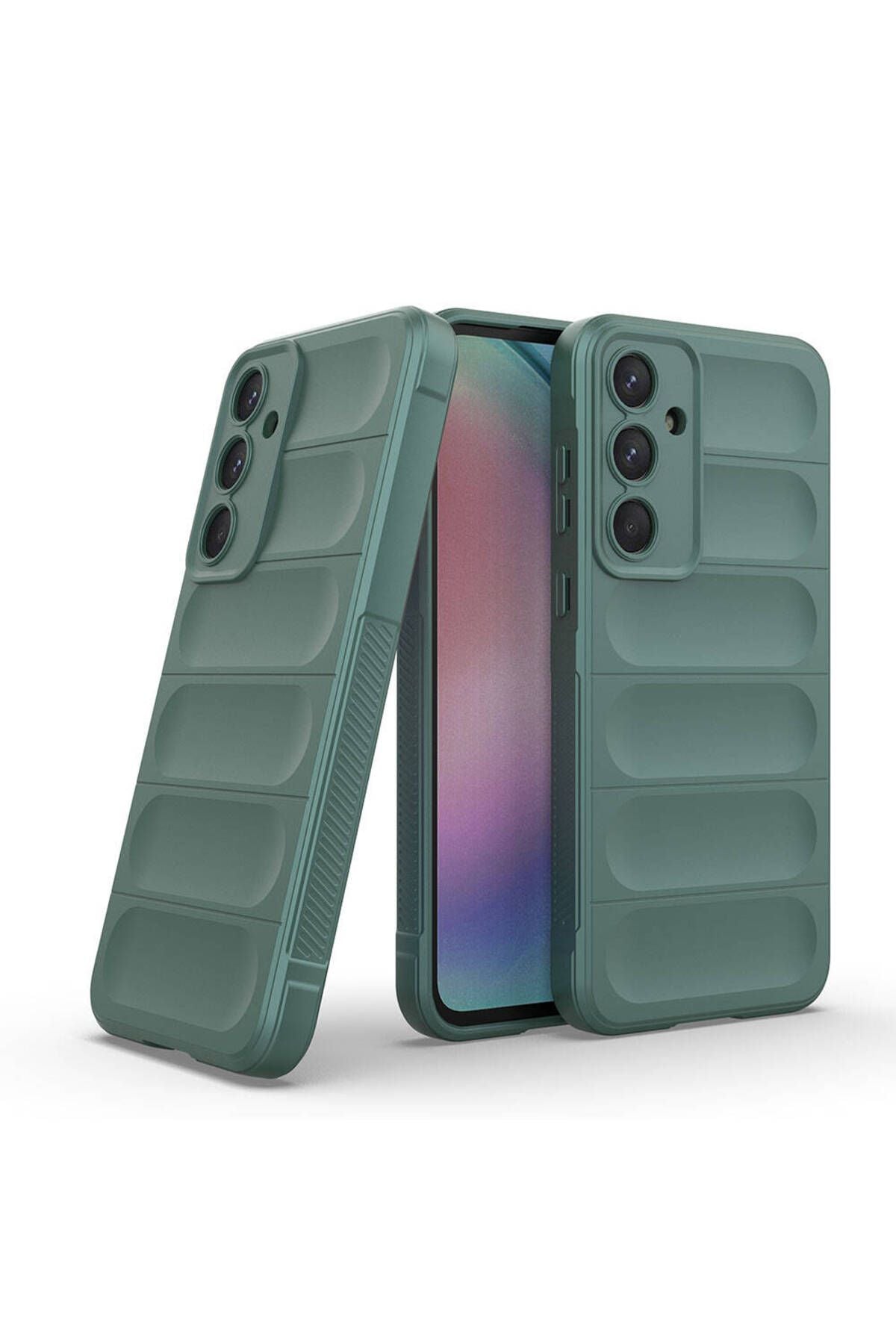 Galaxy A55 Kılıf Esnek TPU Oyuklu Arka Yüzey Tasarımlı Zore Etnik Silikon Kapak - Lacivert