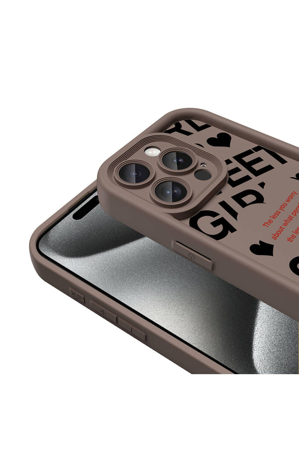 iPhone 15 Pro Kılıf Kamera Korumalı Baskılı Arka Yüzey Zore Klas Kapak - Açık Kahve