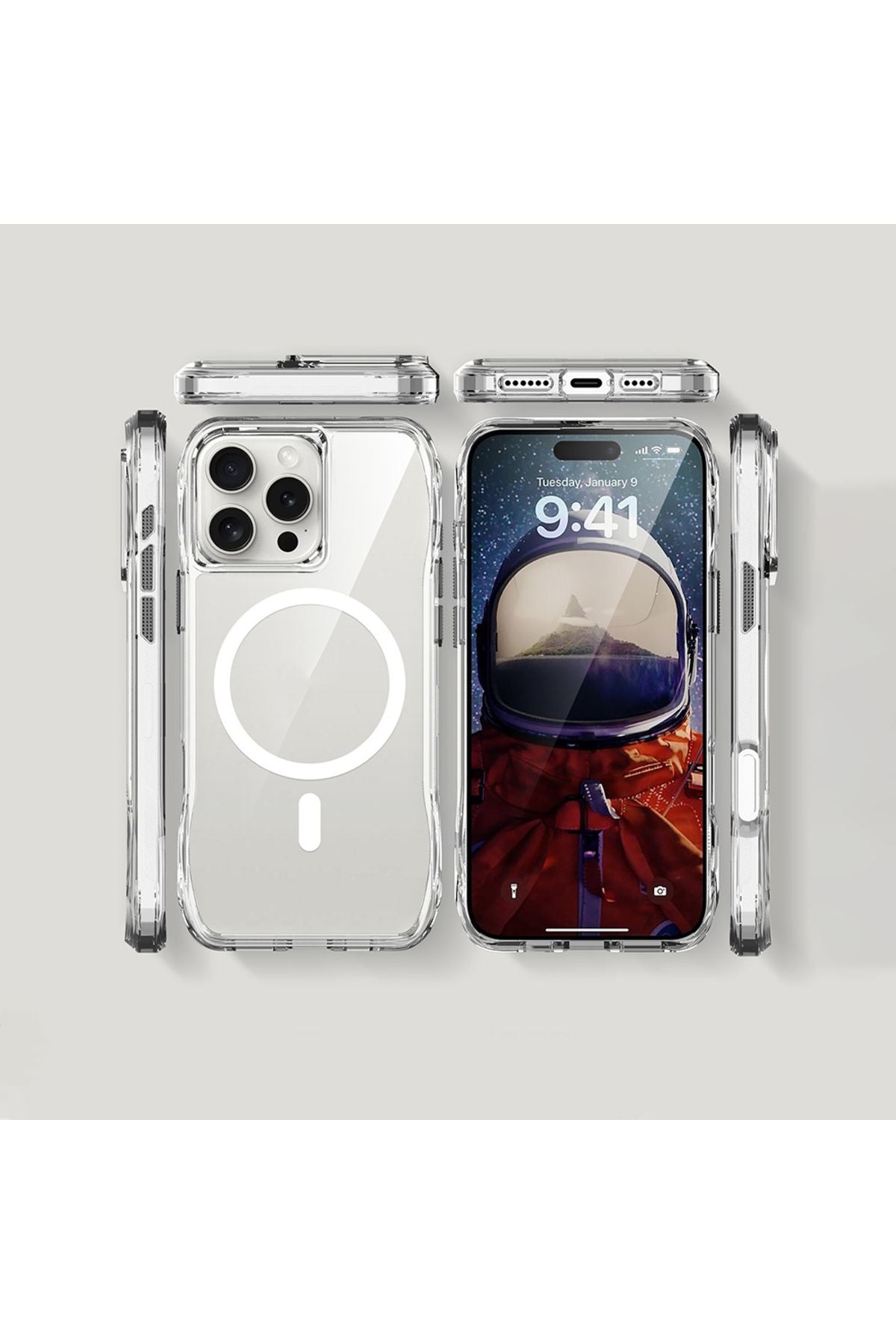 iPhone 16 Pro Uyumlu Kılıf Magsafe Şarj Özellikli AiHTTgli Şeffaf Zore İncek Kapak-Şeffaf