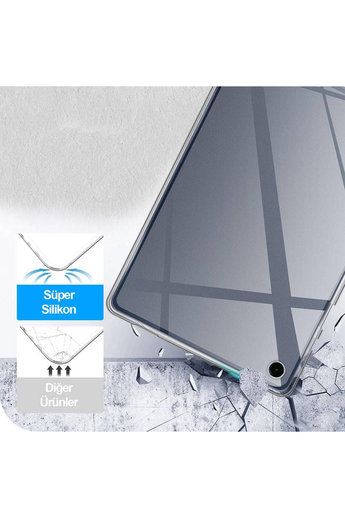 Galaxy Tab A9 Plus Kılıf  Uyumlu Zore Tablet Süper Silikon Kapak-Renksiz