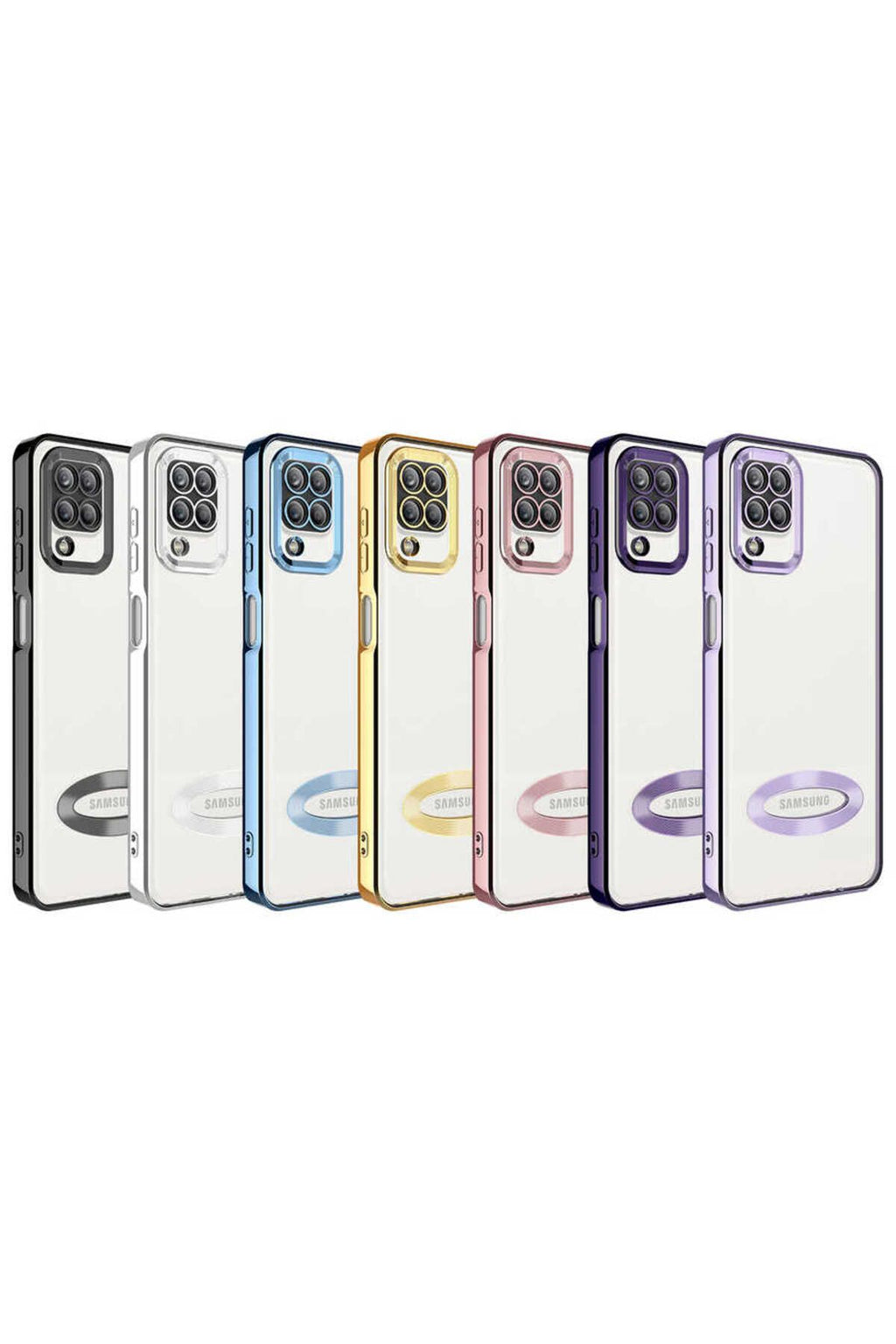 Galaxy A12 Kılıf Kamera Korumalı Logo Gösteren Zore Omega Kapak - Sierra Mavi