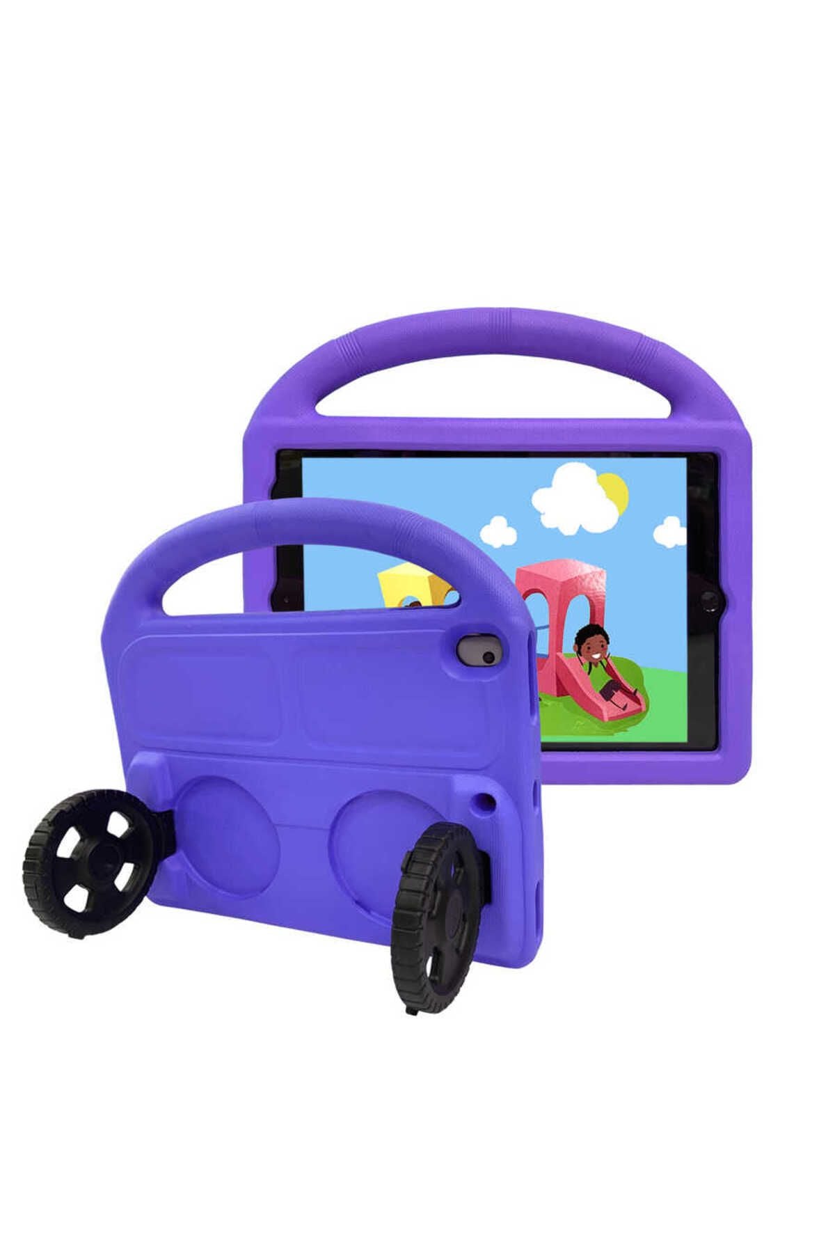 iPad 10.2 (8.Nesil)  Uyumlu Zore Wheel Car Tekerlek Standlı Tablet Eva Silikon Kılıf-Yeşil