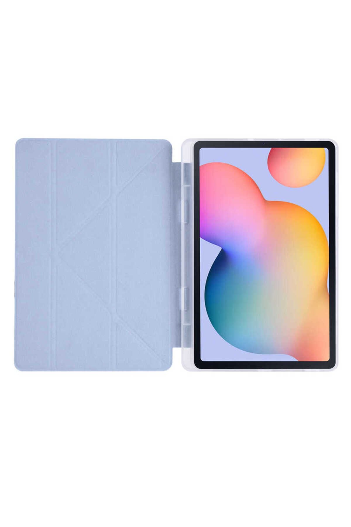 Galaxy Tab S6 Lite P610 Kılıf  Uyumlu Zore Tri Folding Kalem Bölmeli Standlı Kılıf-Açık Yeşil