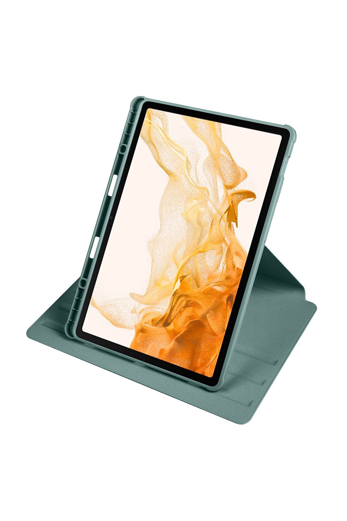 Galaxy Tab S8 Plus SM-X800 Kılıf  Uyumlu Zore Termik Kalem Bölmeli Dönebilen Standlı Kılıf-Gri