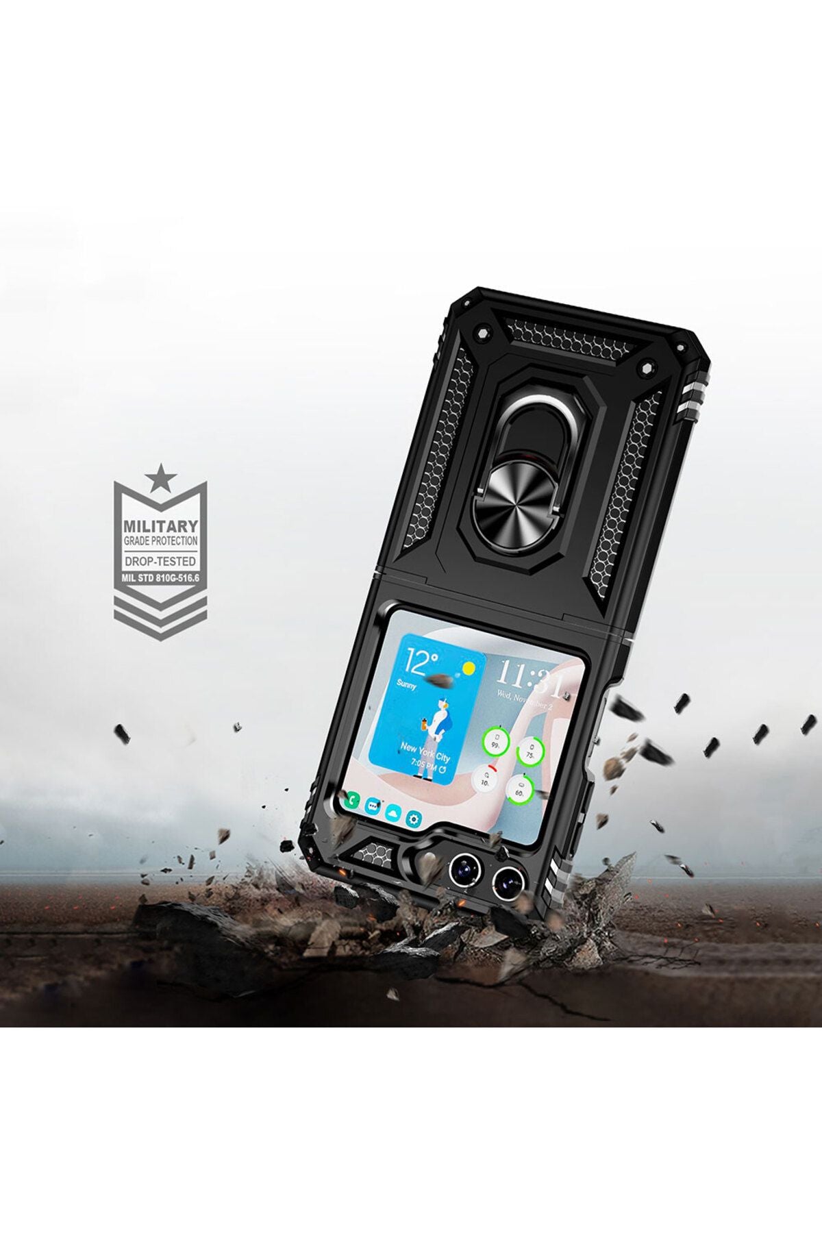 Galaxy Z Flip 5 Uyumlu Zore Vega Kılıf-Siyah