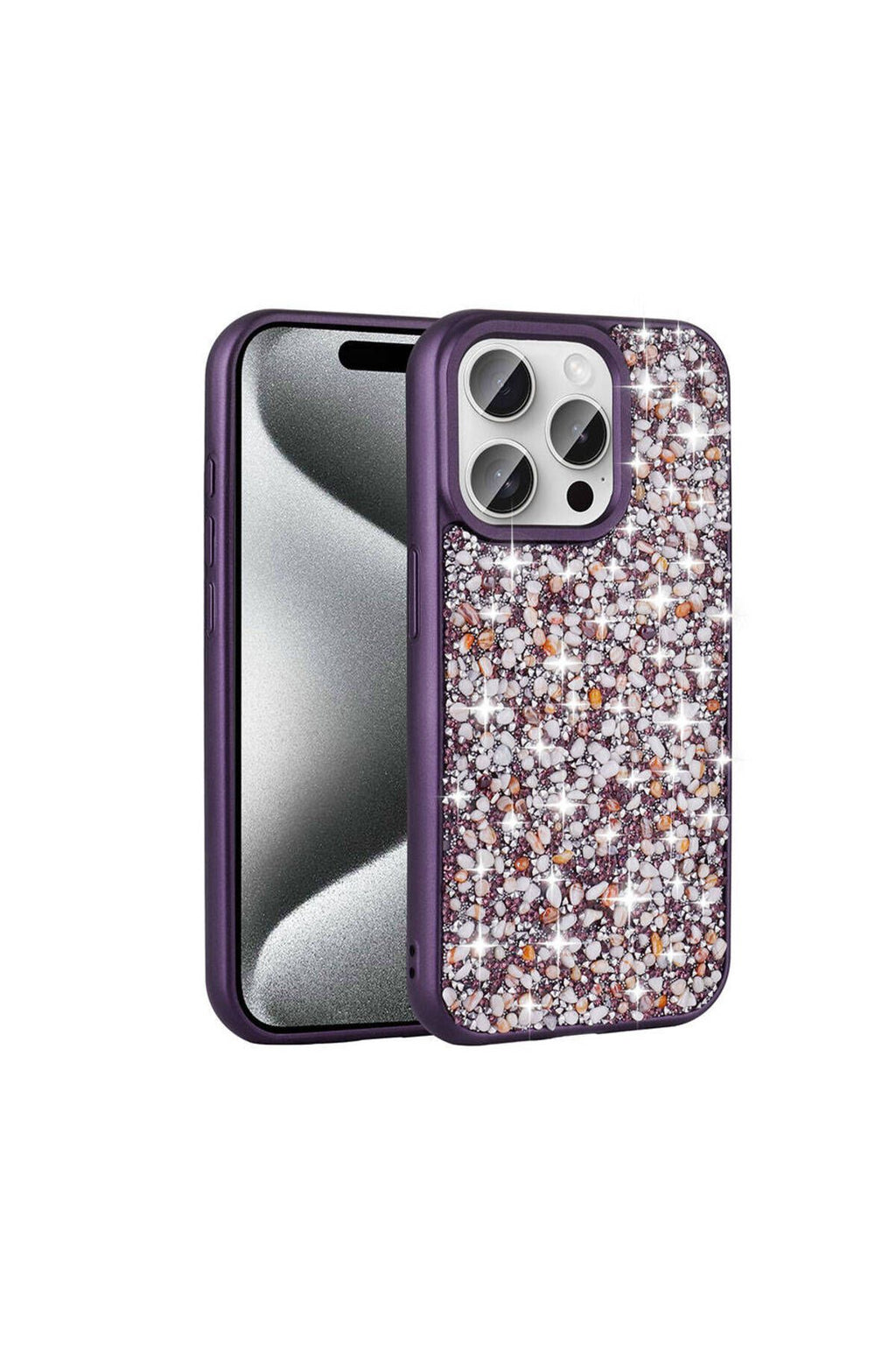 iPhone 15 Pro Max Uyumlu Parlak Taşlı Tasarım Zore Linea Kılıf-Lacivert