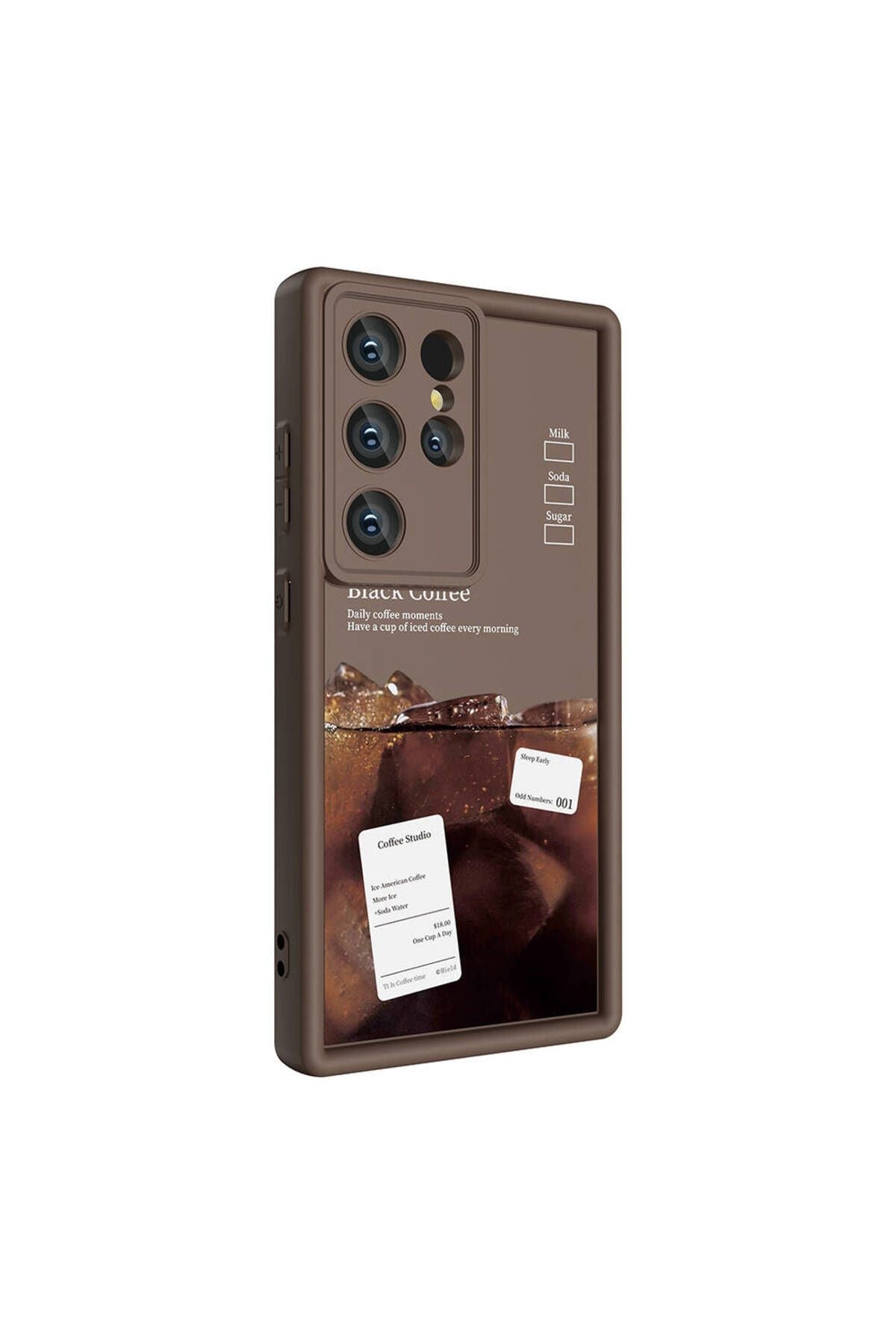 Galaxy S23 Ultra Kılıf Kamera Korumalı Baskılı Arka Yüzey WNX Klas Kapak - Koyu Kahve