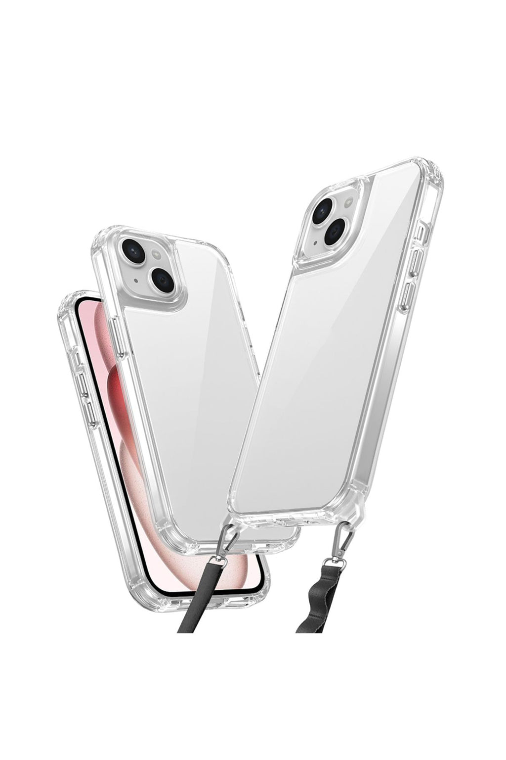 iPhone 15 Kılıf Airbagli Takılabilir Askı Aparatlı Zore Snap Silikon Kapak - Şeffaf