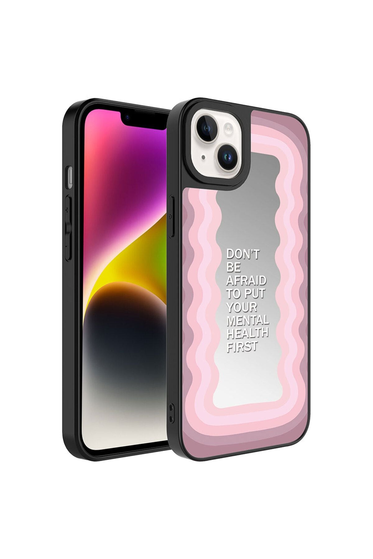 iPhone 14 Uyumlu Aynalı Desenli Kamera Korumalı Parlak Zore Mirror Kılıf-Ayna