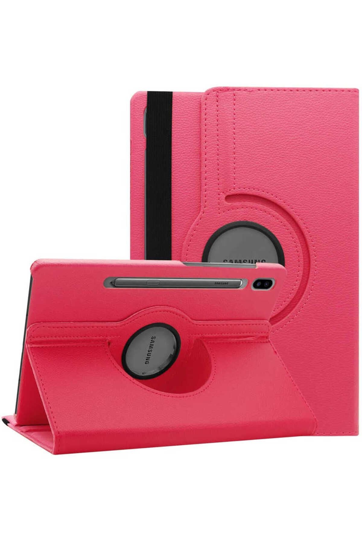 Galaxy Tab S7 Plus T970  Uyumlu Zore Dönebilen Standlı Kılıf-Pembe Koyu