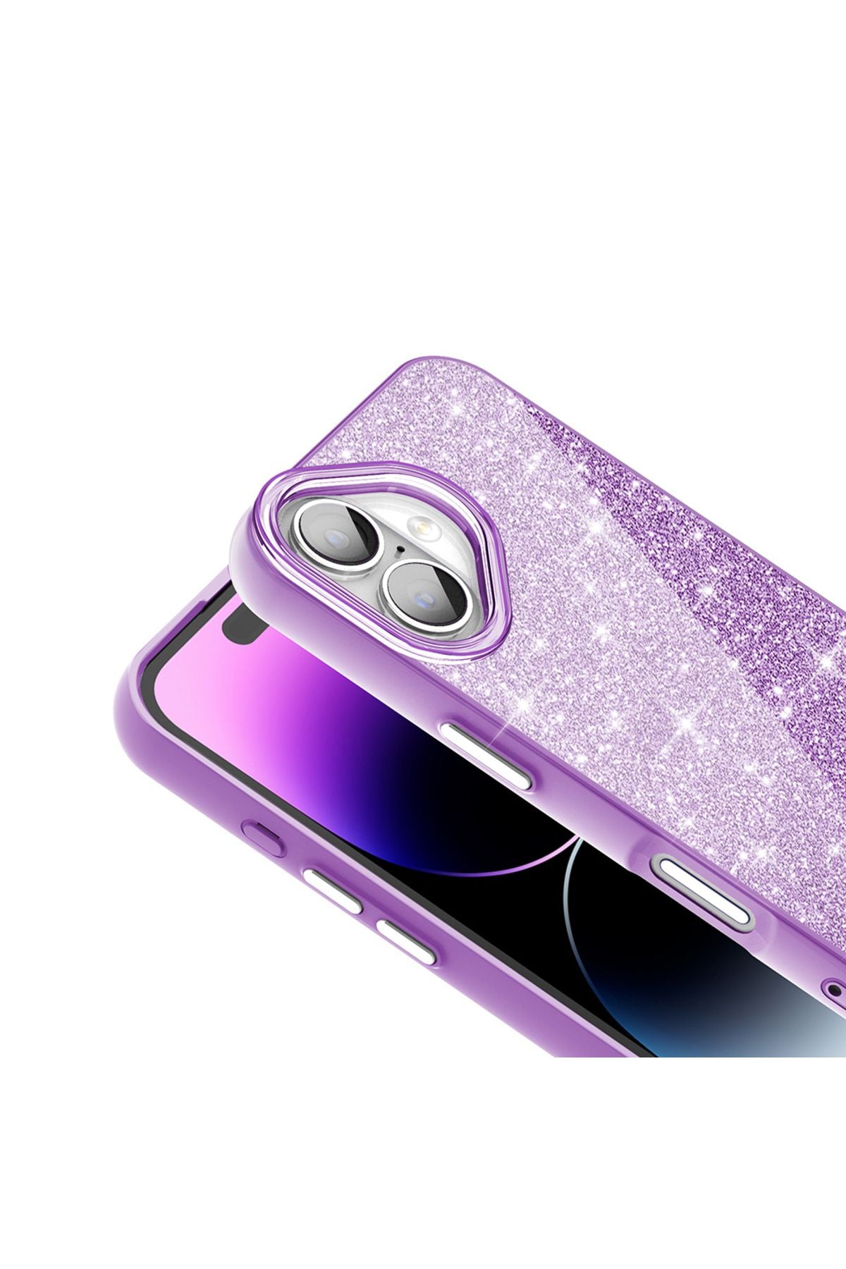 iPhone 16 Kılıf Magsafe Şarj Özellikli Parlayan Simli Zore Okso Kapak - Beyaz