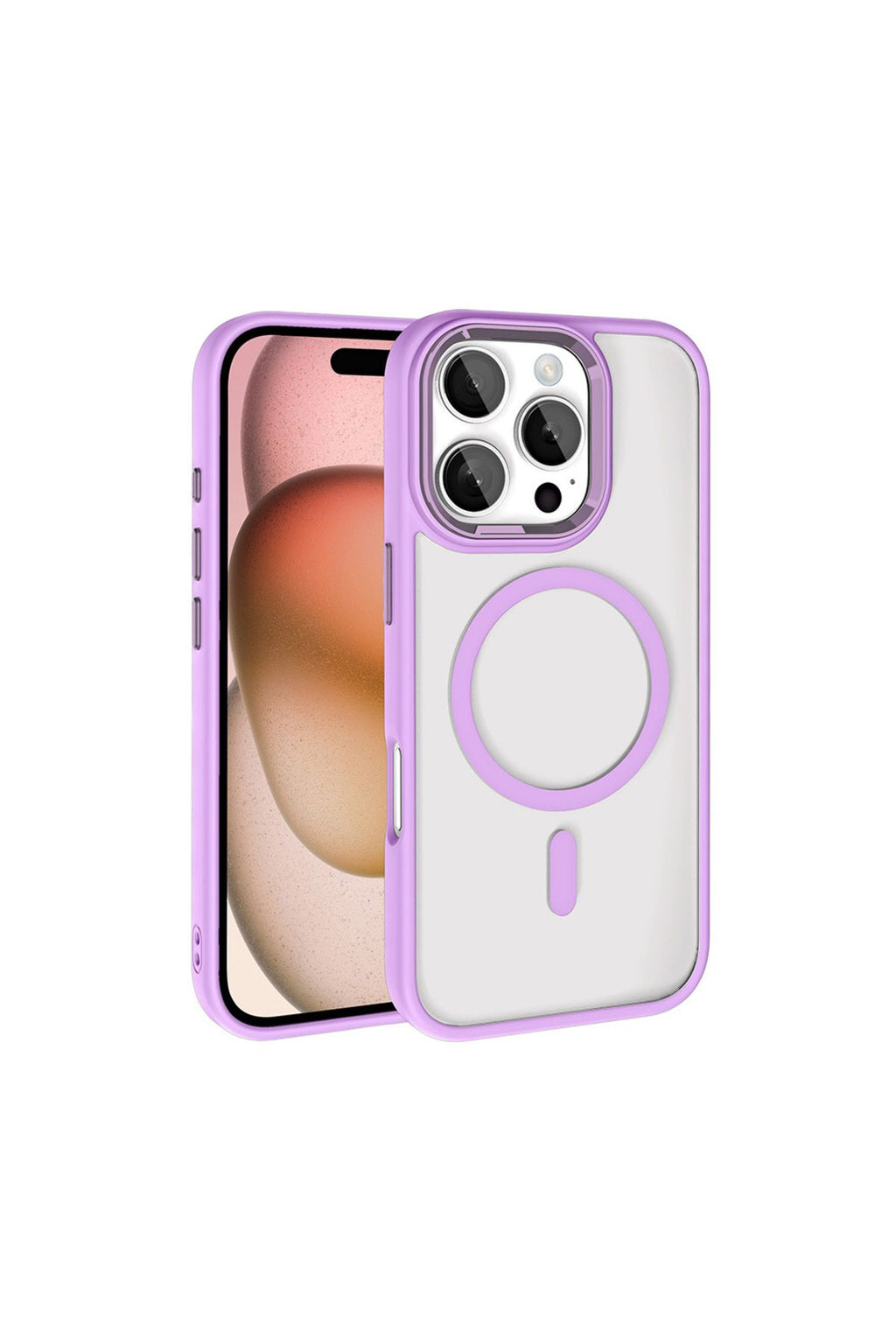 iPhone 16 Pro Kılıf Wireless Şarj Özellikli Zore Krom Magsafe Silikon Kapak - Rose Brown