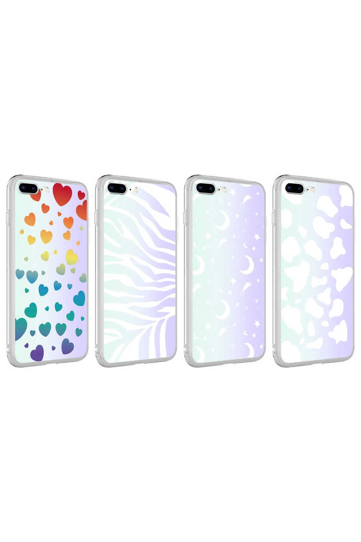 iPhone 8 Plus Kılıf WNX M-Blue Desenli Kapak - Heart No3