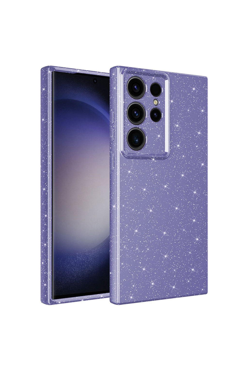 Galaxy S23 Ultra Uyumlu Kamera Korumalı Simli Lüks Zore Koton Kılıf-Mor