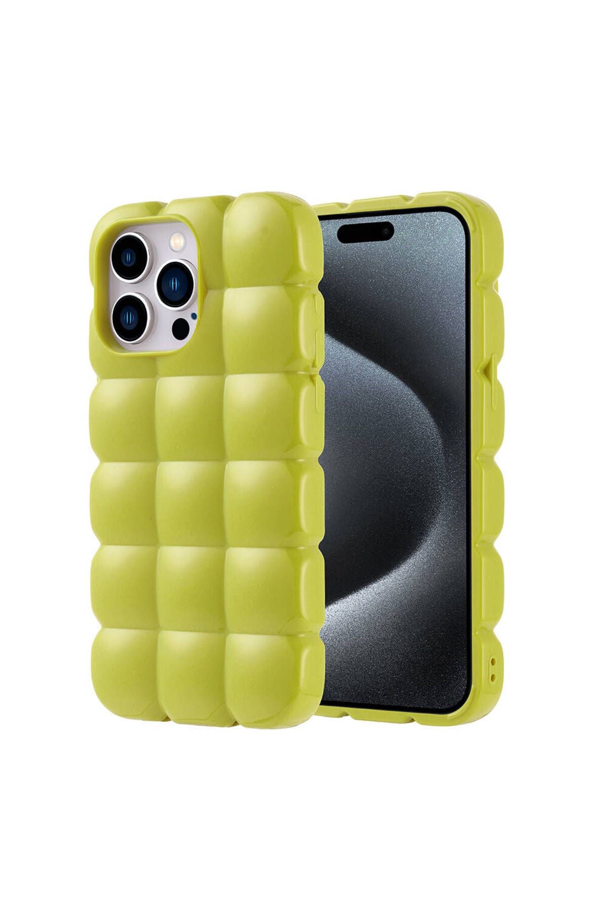 Apple iPhone 15 Pro Max Kılıf Parlak Esnek Silikon Dom Dom Kapak