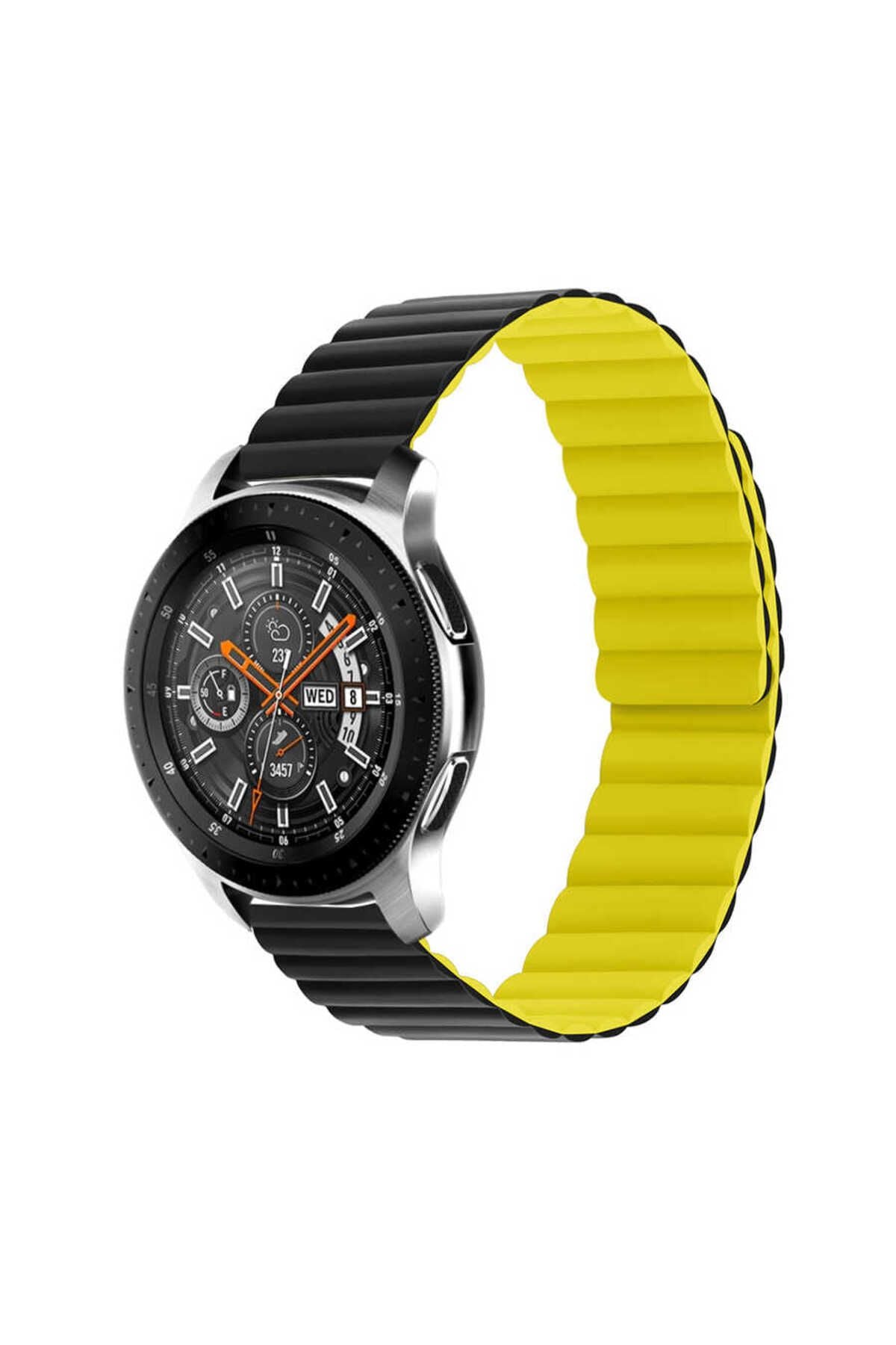 Galaxy Watch Active 2 44mm Uyumlu KRD-52 Kordon BLT Siyah-Sarı