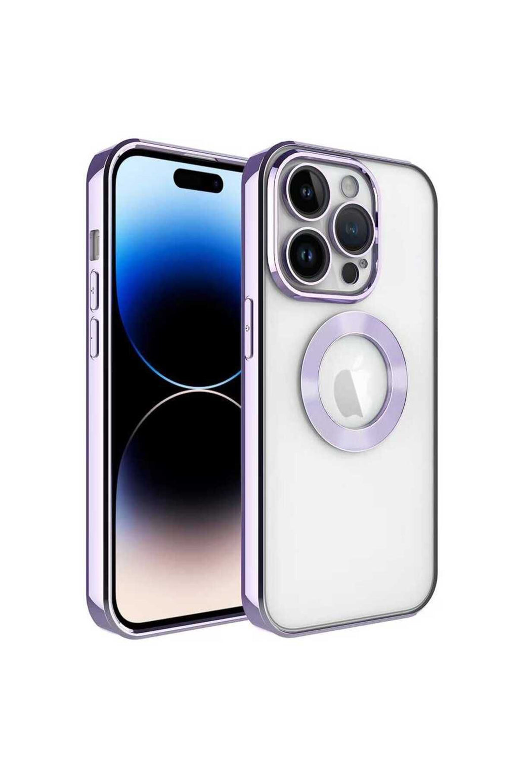 iPhone 14 Pro Uyumlu Kamera Korumalı Logo Gösteren Zore Omega Kılıf-Lila