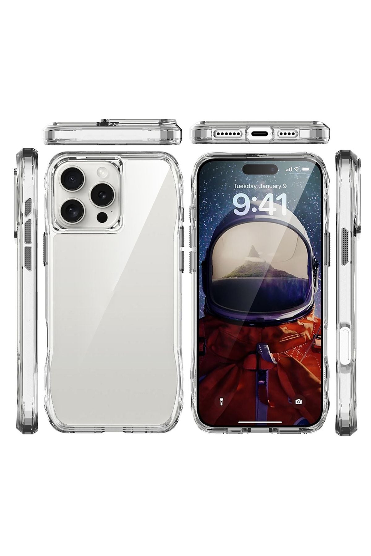 iPhone 16 Pro uyumlu Kılıf Airbagli Şeffaf İncek Kapak - Şeffaf