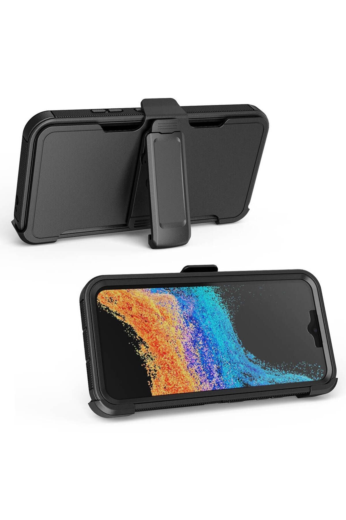 Galaxy XCover7 Pro Kılıf Zore Double Clip Kapak - Siyah