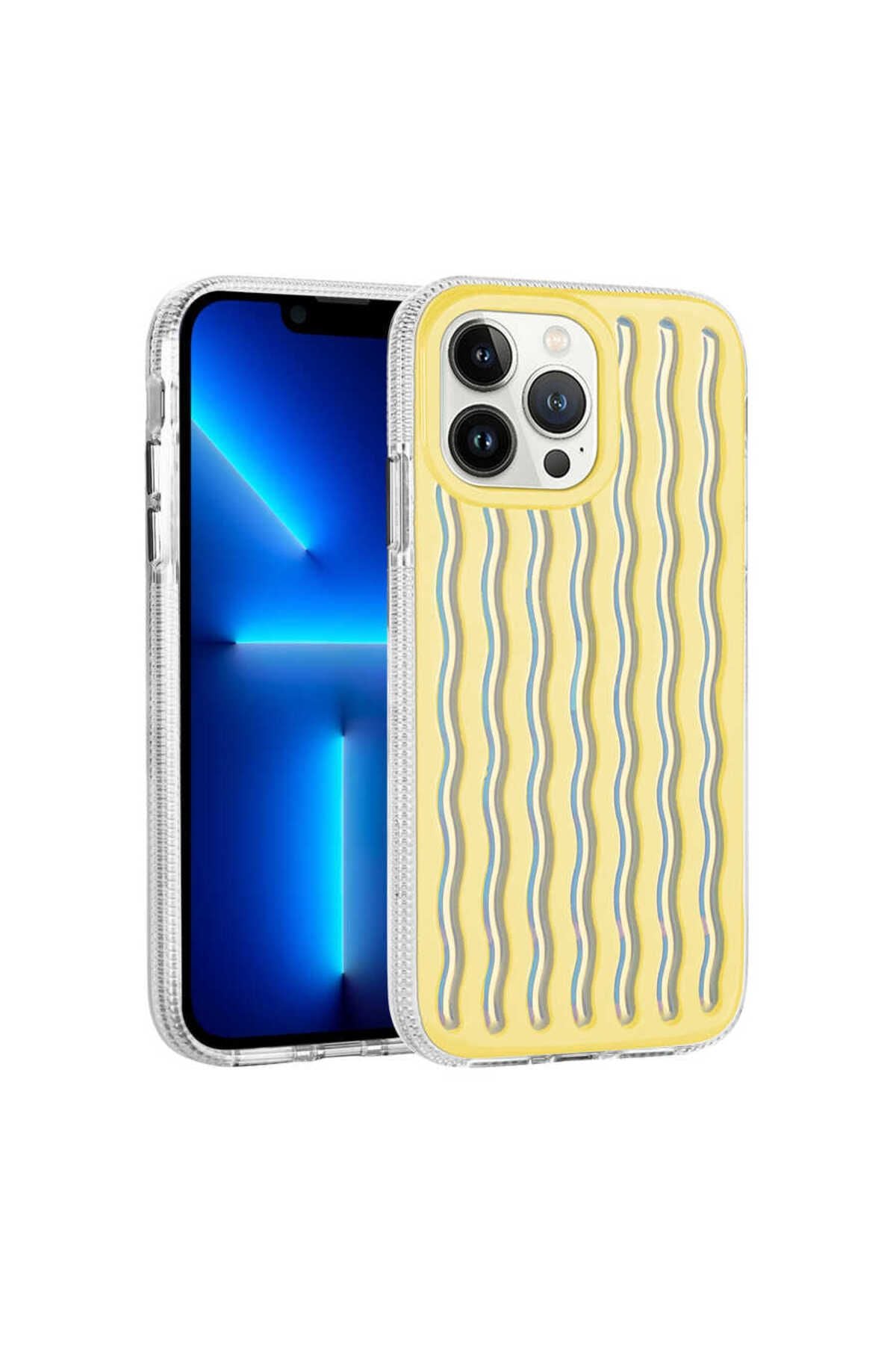 iPhone 14 Pro Uyumlu Kabartmalı Dalga Tasarımlı Silikon Zore İsmira Kılıf-NO1