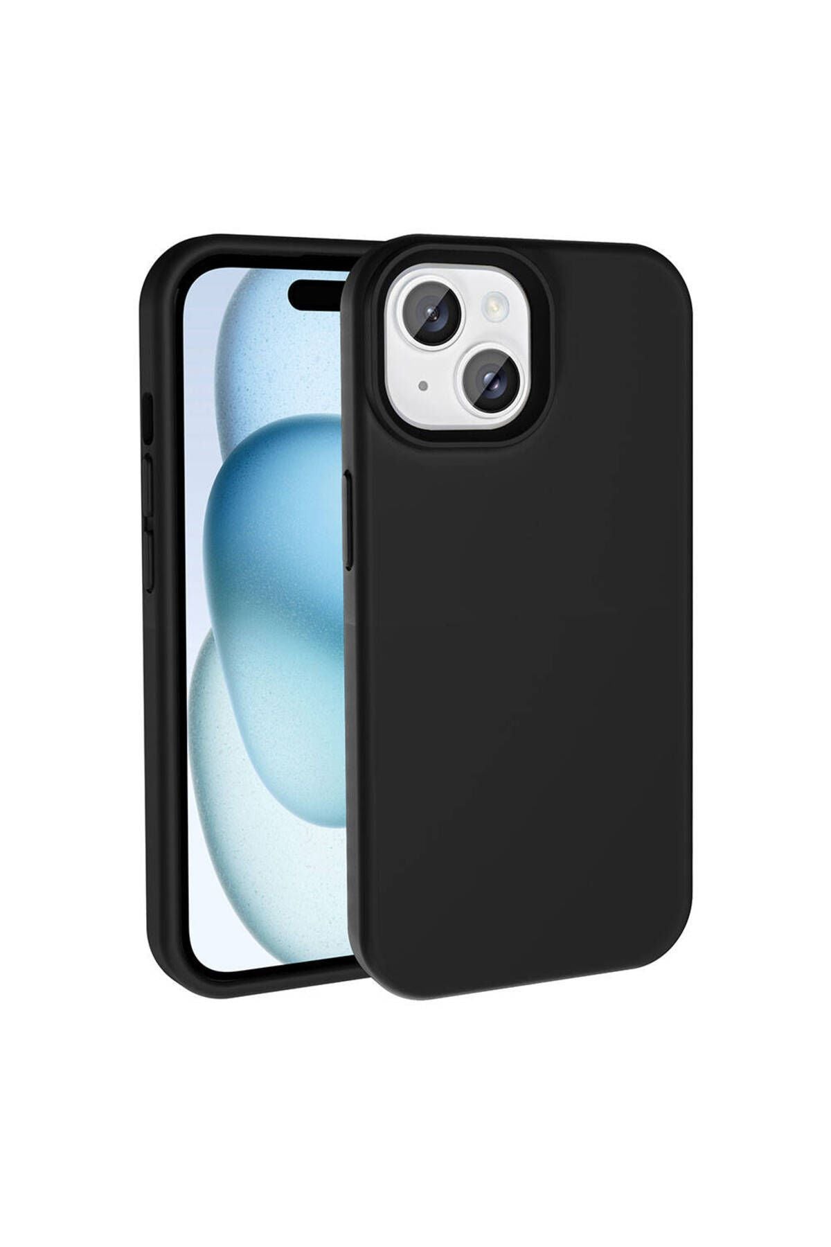 iPhone 15 Kılıf Magsafe Şarj Özellikli Sıvı Teknolojili Silinebilir Sert Zore Kivi Kapak-Siyah