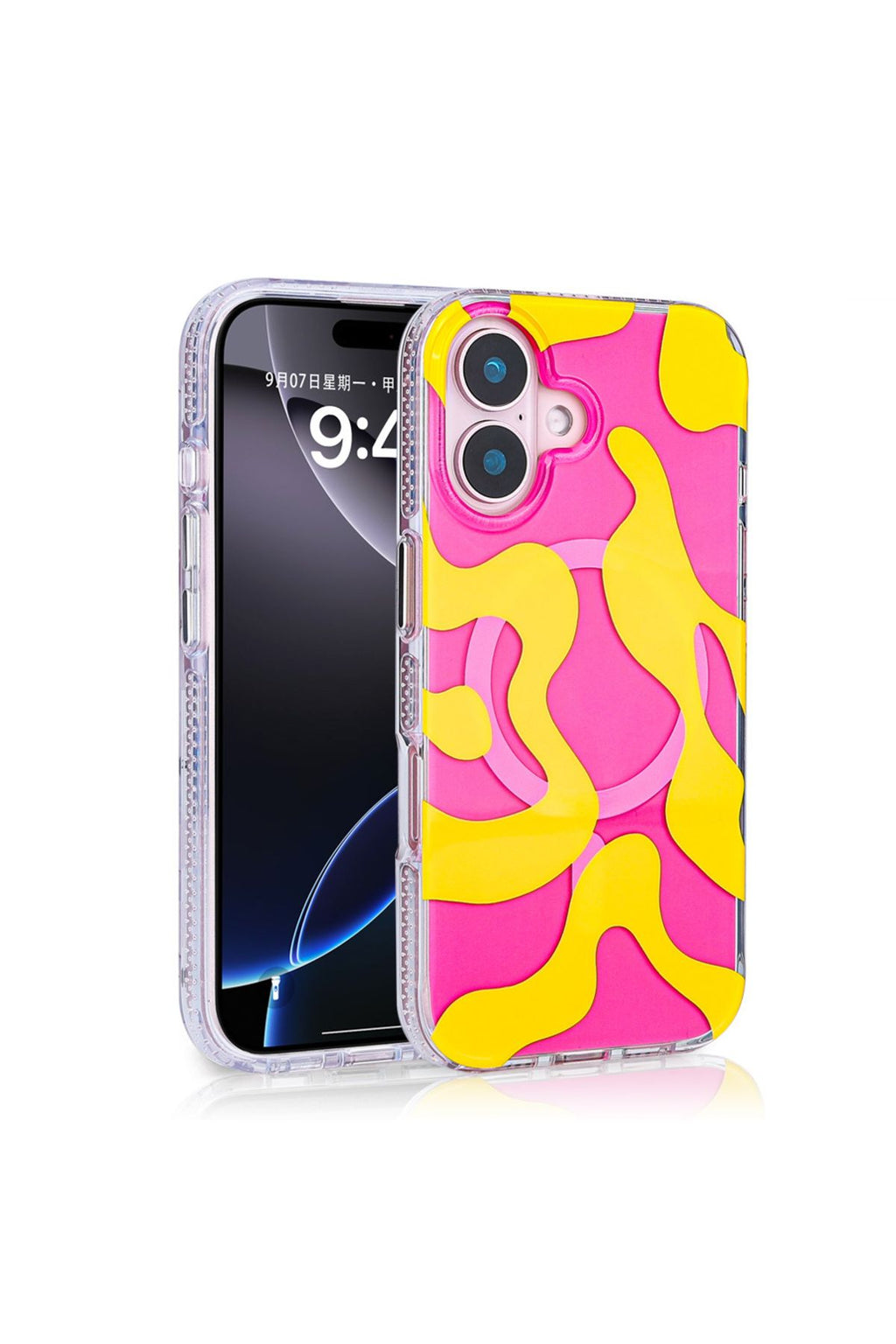 iPhone 16 Plus Uyumlu Kılıf Magsafe Şarj Özellikli Zore Stilo Kapak-Pembe