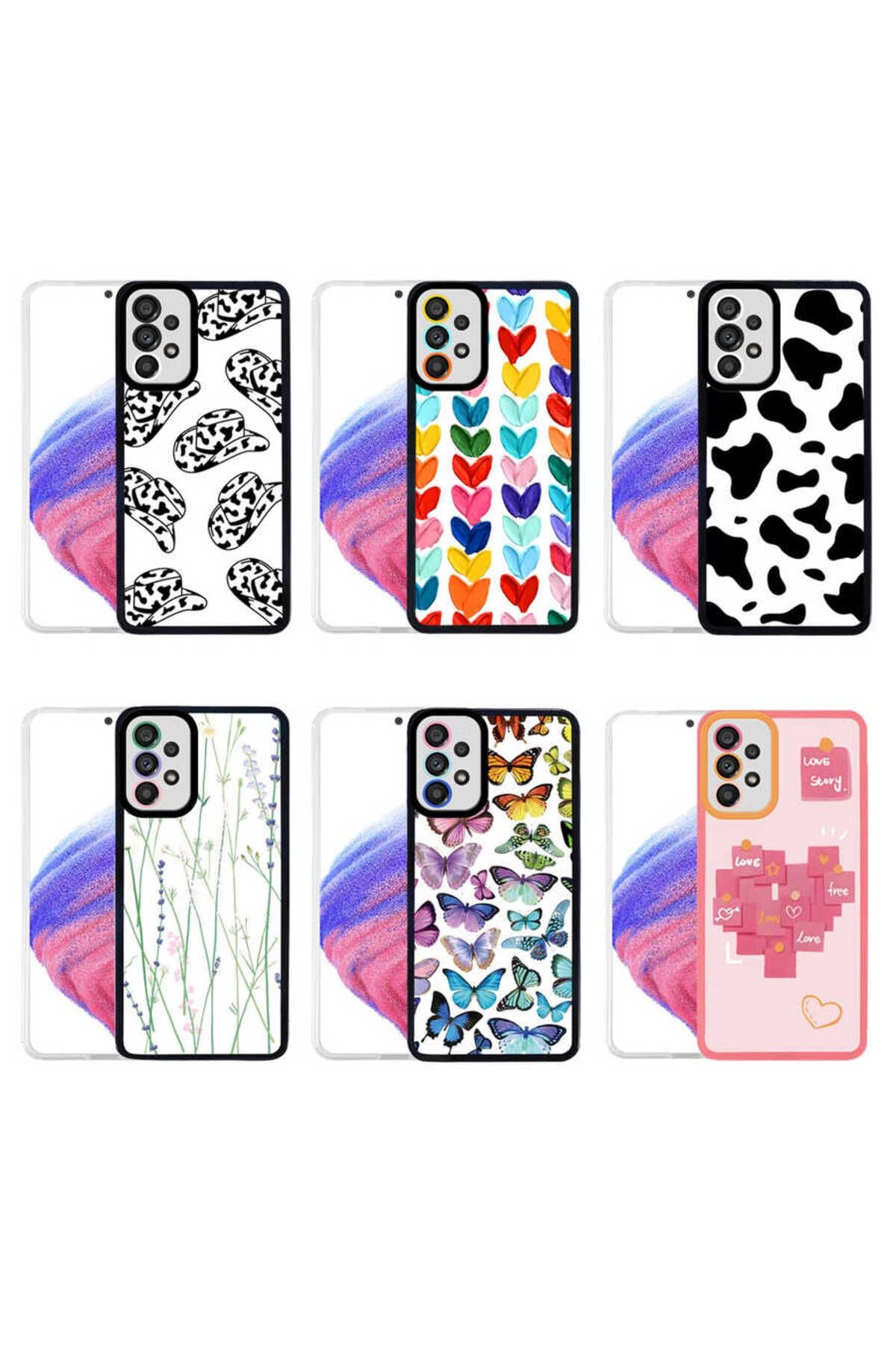 Galaxy A13 4G Uyumlu Kılıf RNTC M-Fit Desenli Kapak - Heart No6