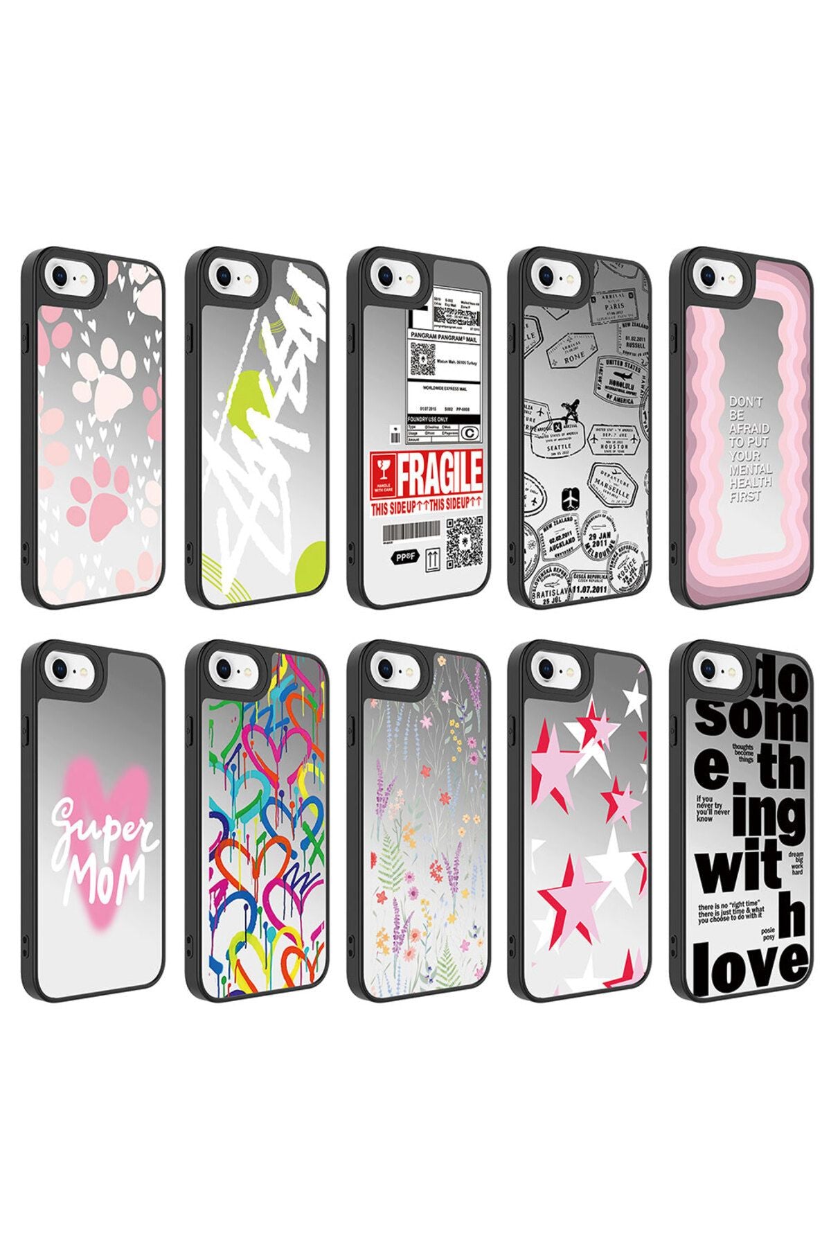 iPhone 8 Kılıf Aynalı Desenli Kamera Korumalı Parlak Zore Mirror Kapak - Love