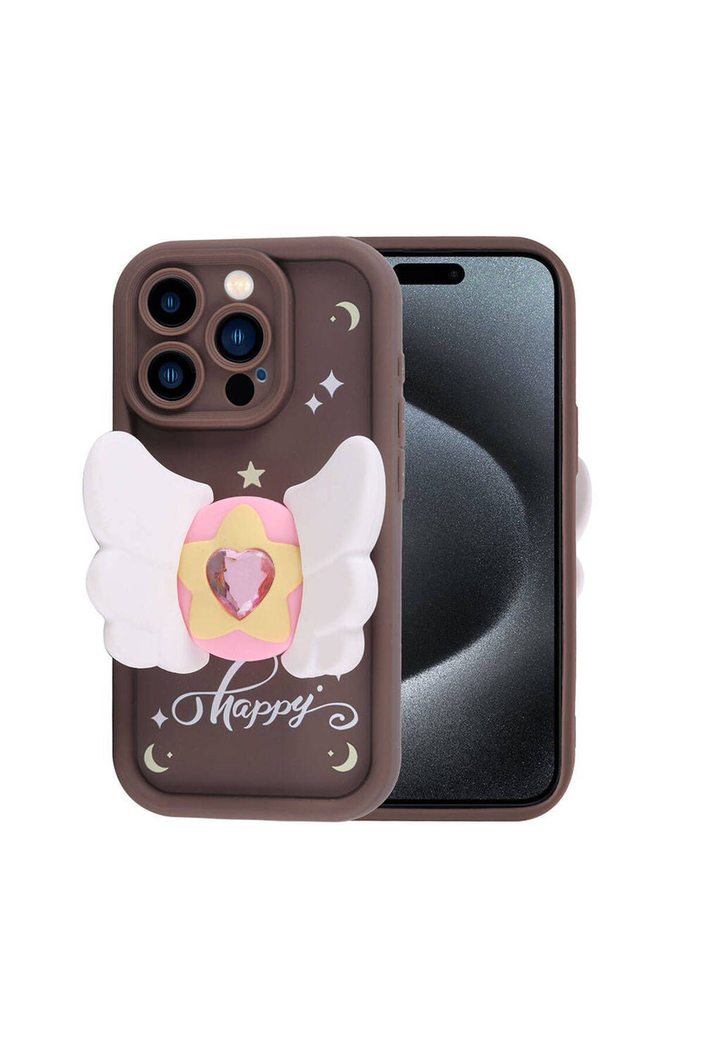 iPhone 15 Pro Max Kılıf Kamera Korumalı Figür Tasarımlı Zore Kapya Kapak-Pembe Koyu