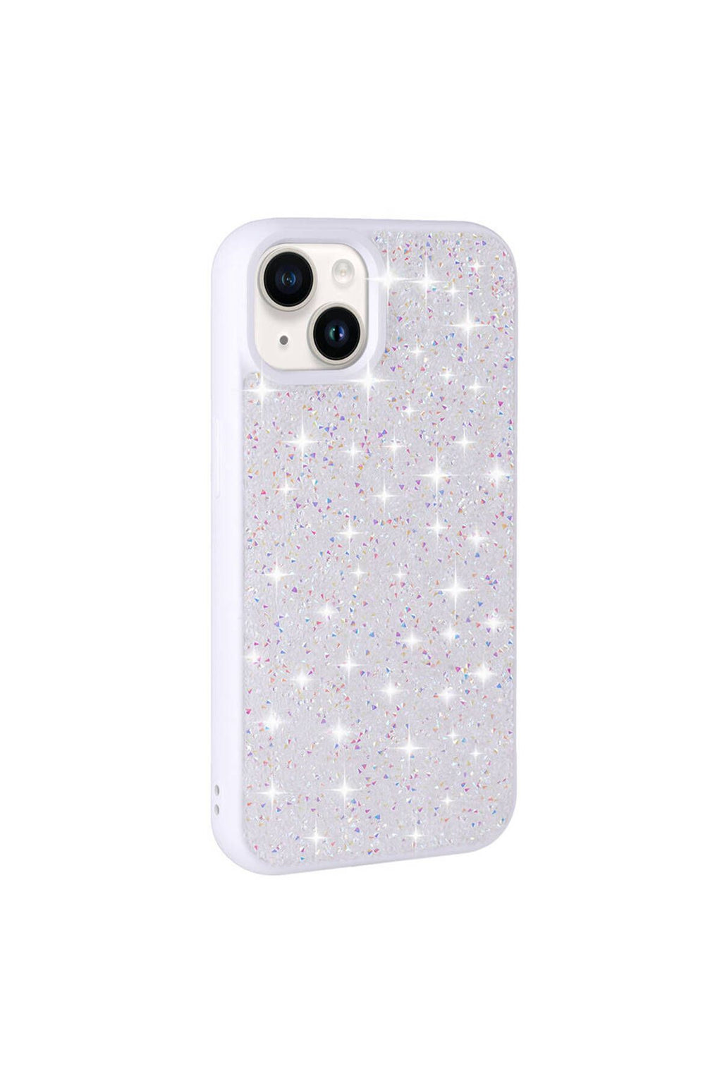 iPhone 14 Uyumlu Parlak Taşlı Tasarım Pırlanta Zore Kılıf-Beyaz