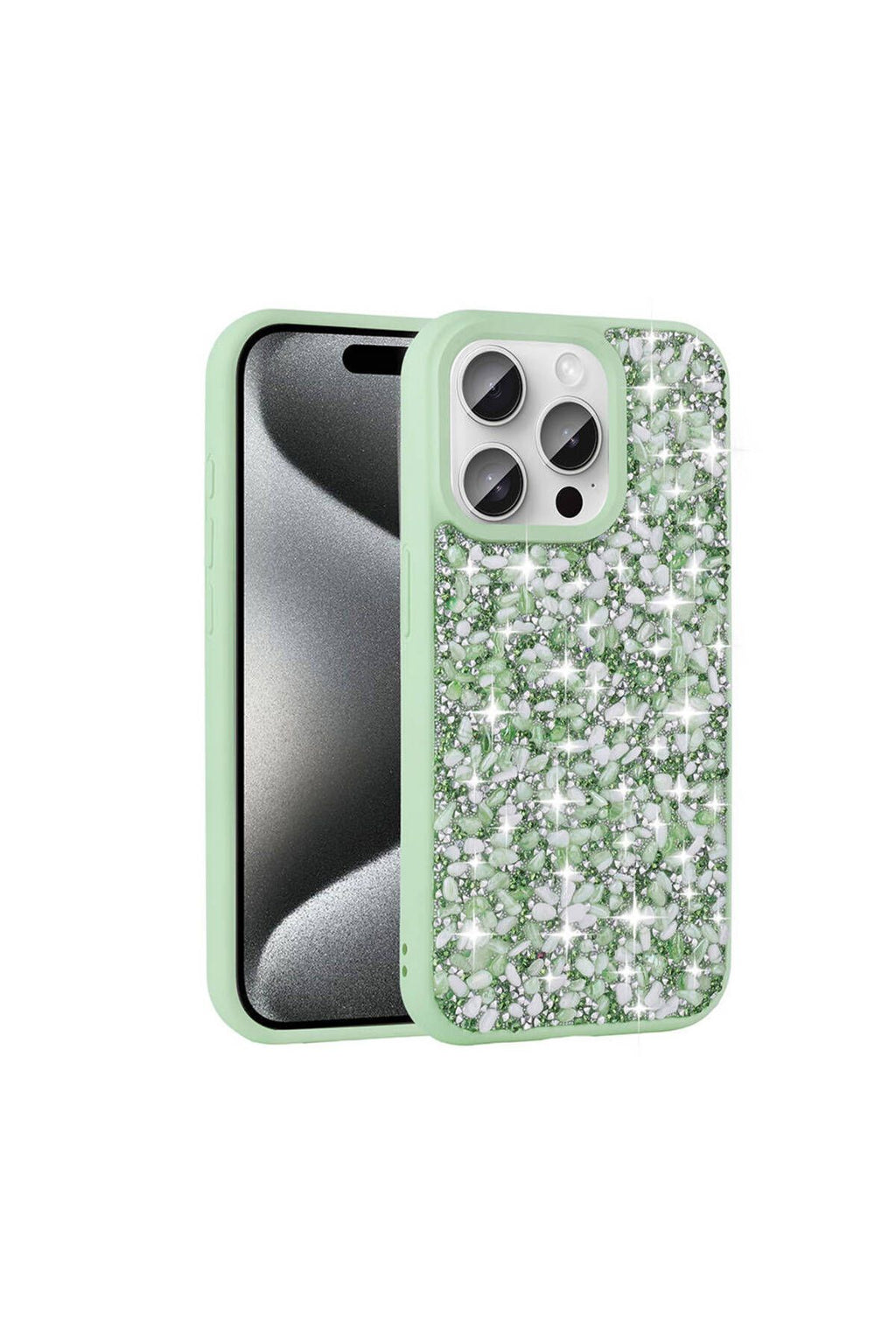 iPhone 15 Pro Kılıf Parlak Taşlı Tasarım Zore Linea Kapak - Pembe