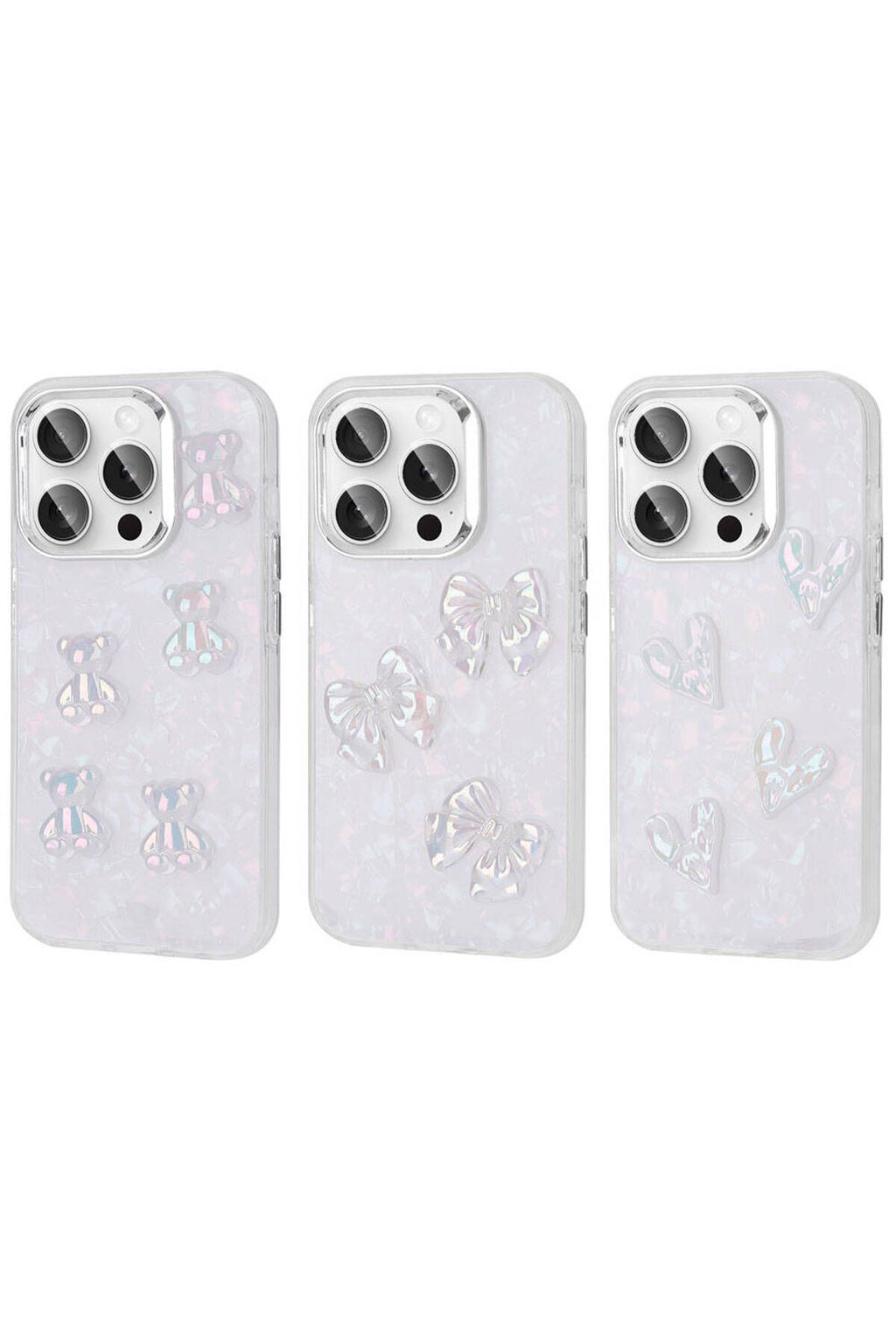 iPhone 15 Pro Max Uyumlu Kabartma Figürlü Parlak Zore Eralli Silikon Kılıf-Kalp