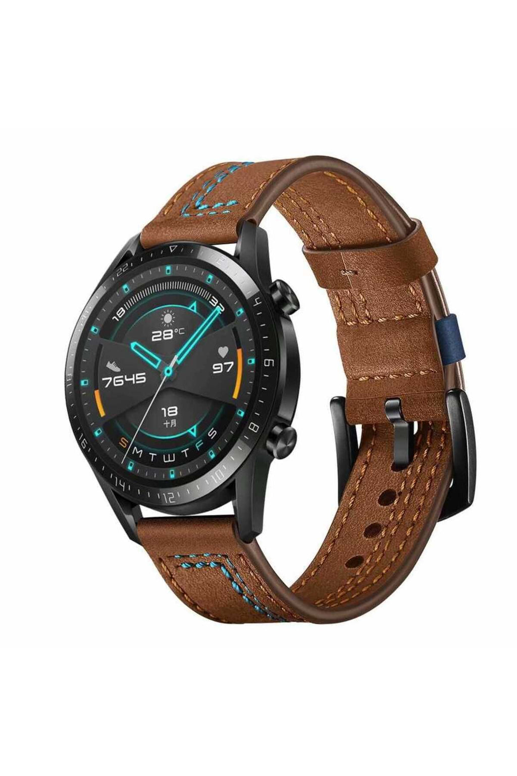 Galaxy Watch 46mm (22mm) Uyumlu KRD-19 Deri Zore Kordon-Siyah