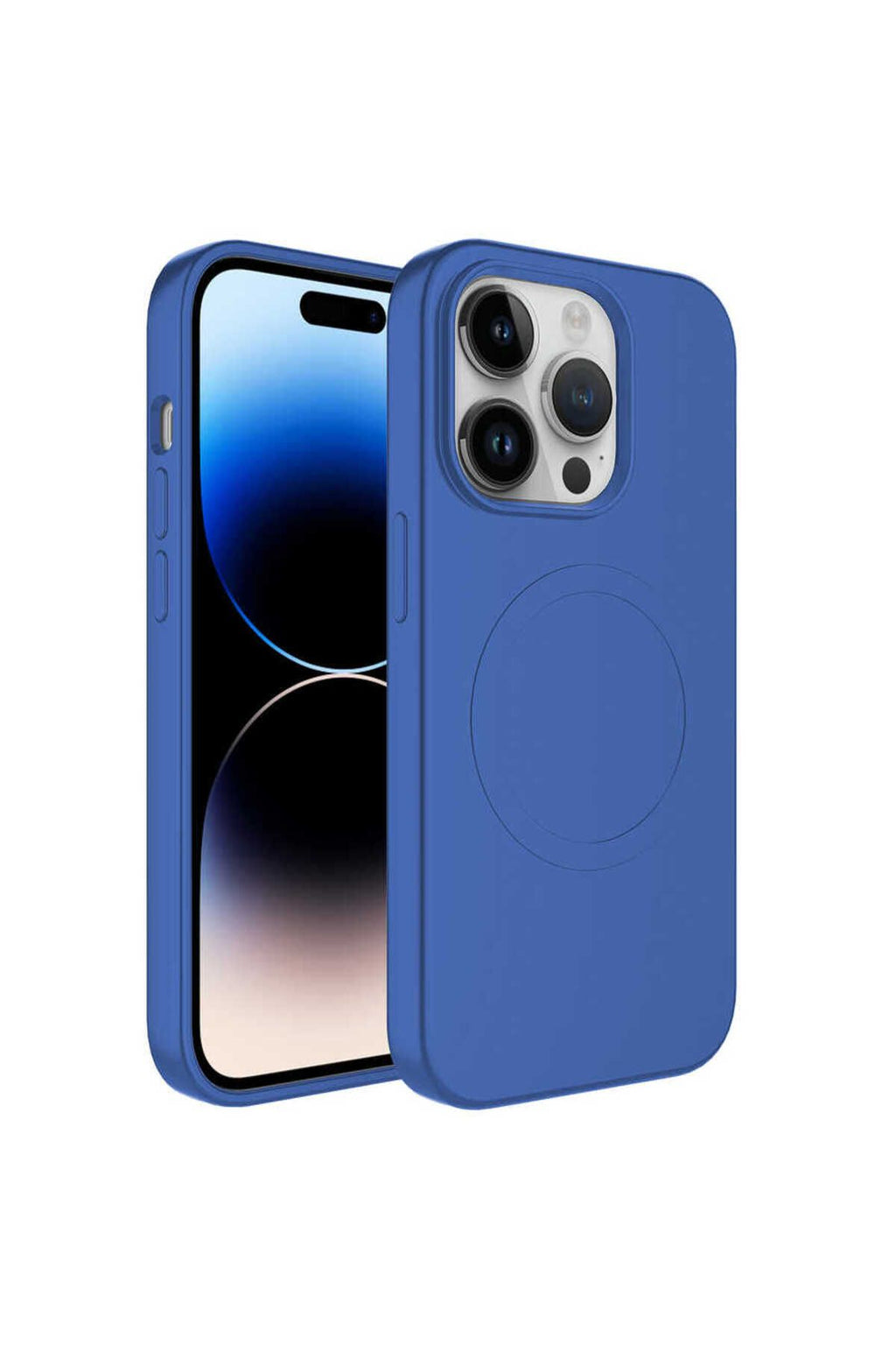 iPhone 14 Pro Uyumlu Magsafe Wireless Şarj Özellikli Pastel Renk Silikon Zore Plas Kılıf-Mavi