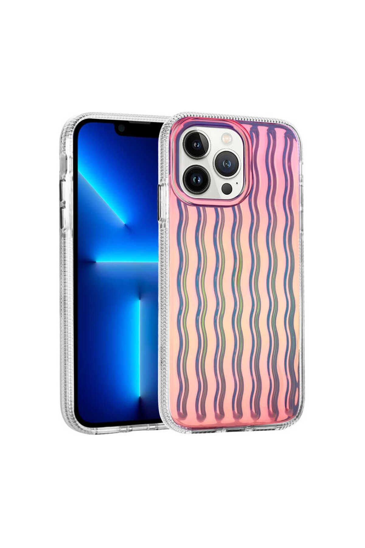 iPhone 14 Pro Uyumlu Kabartmalı Dalga Tasarımlı Silikon Zore İsmira Kılıf-NO9